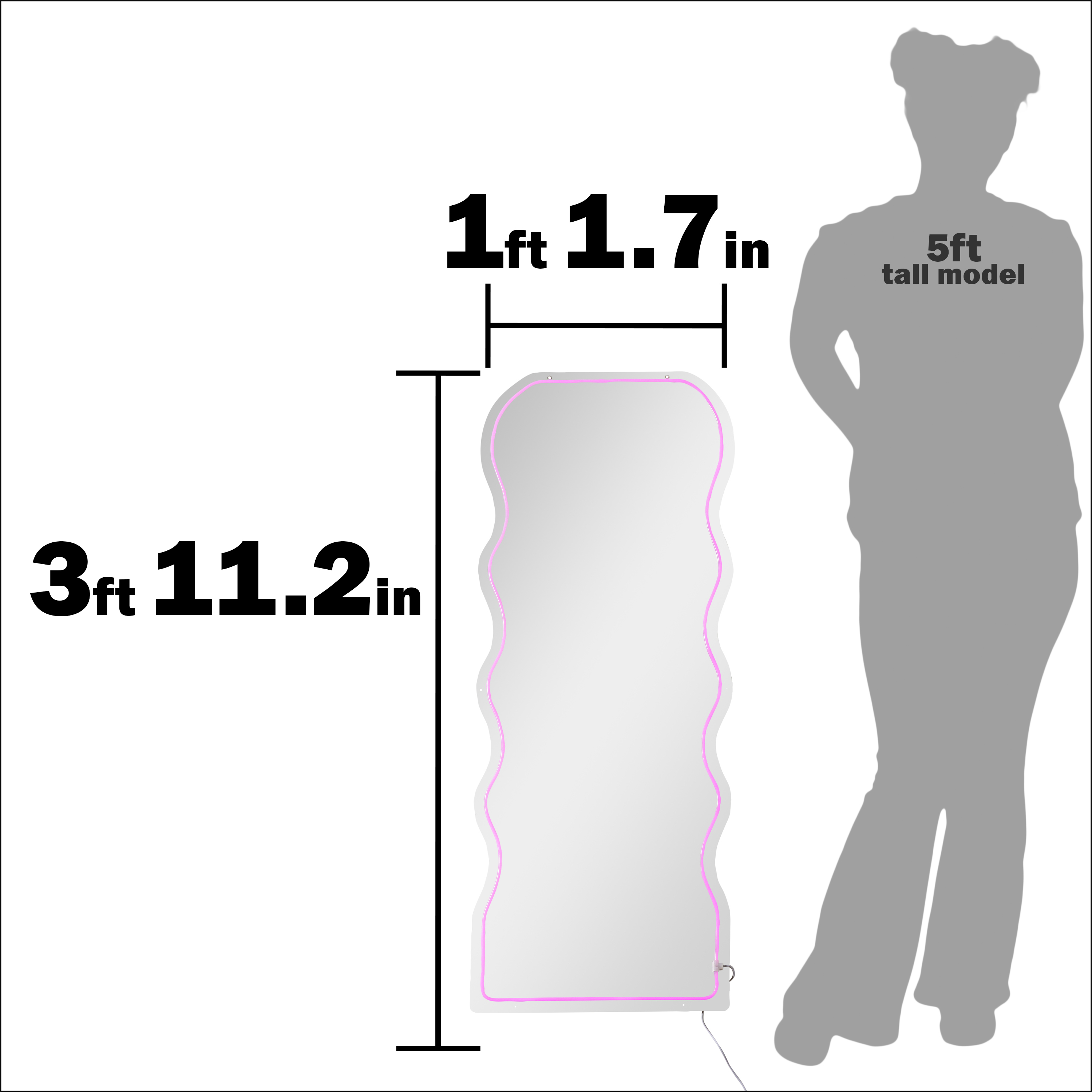 Wavy LED Light-Up Floor Mirror 18.5in x 46in