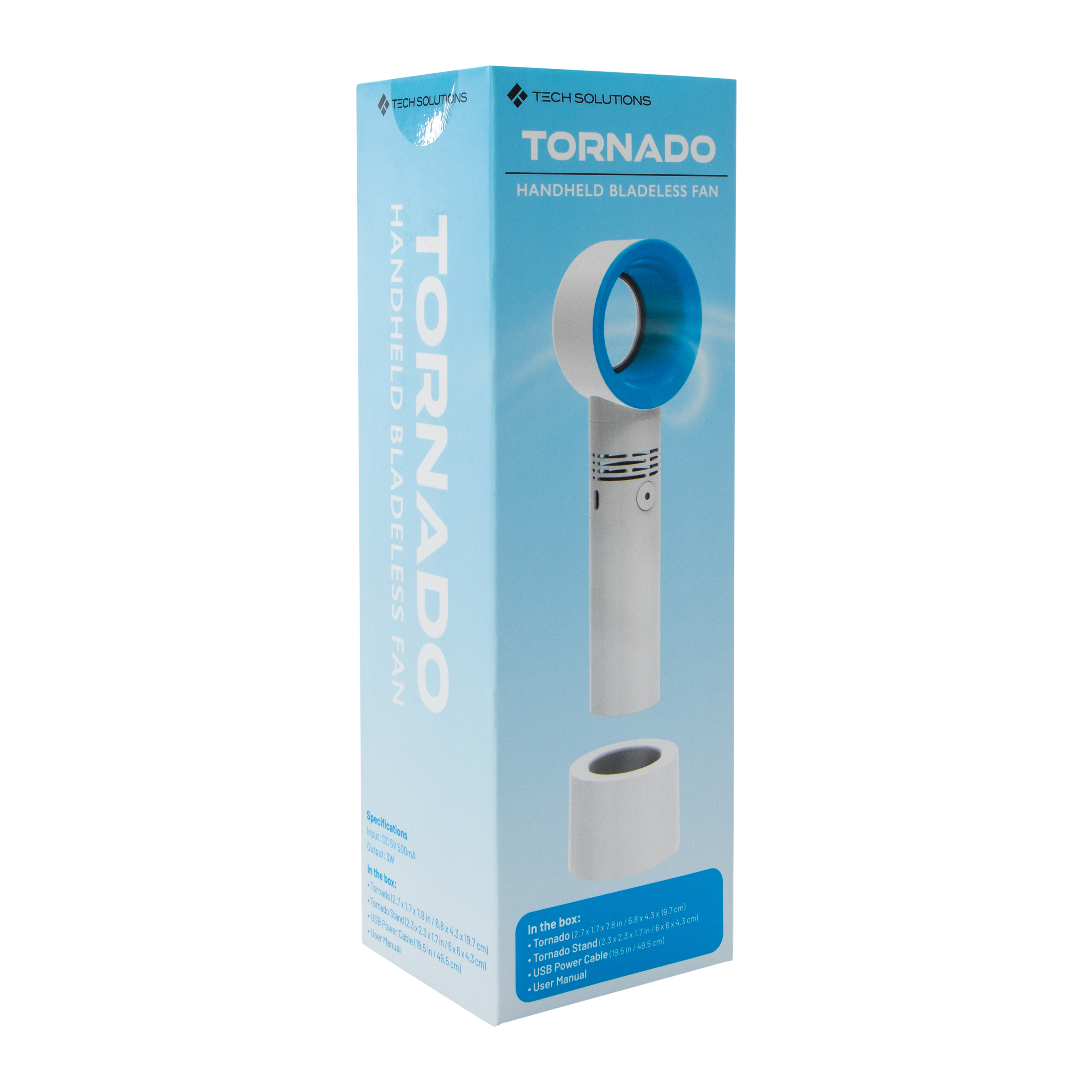 Tornado Bladeless Handheld Fan 2.7in x 7.8in