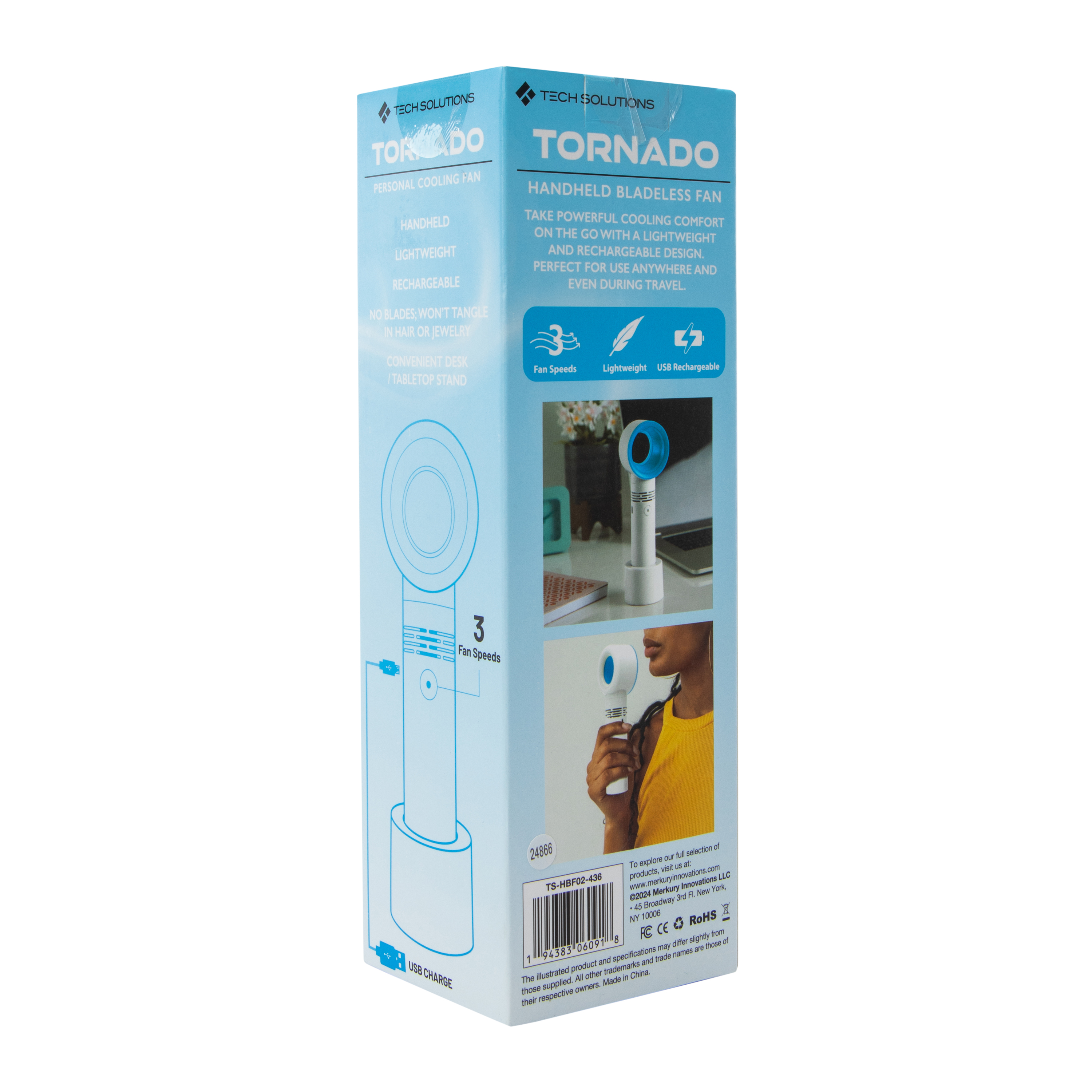 Tornado Bladeless Handheld Fan 2.7in x 7.8in