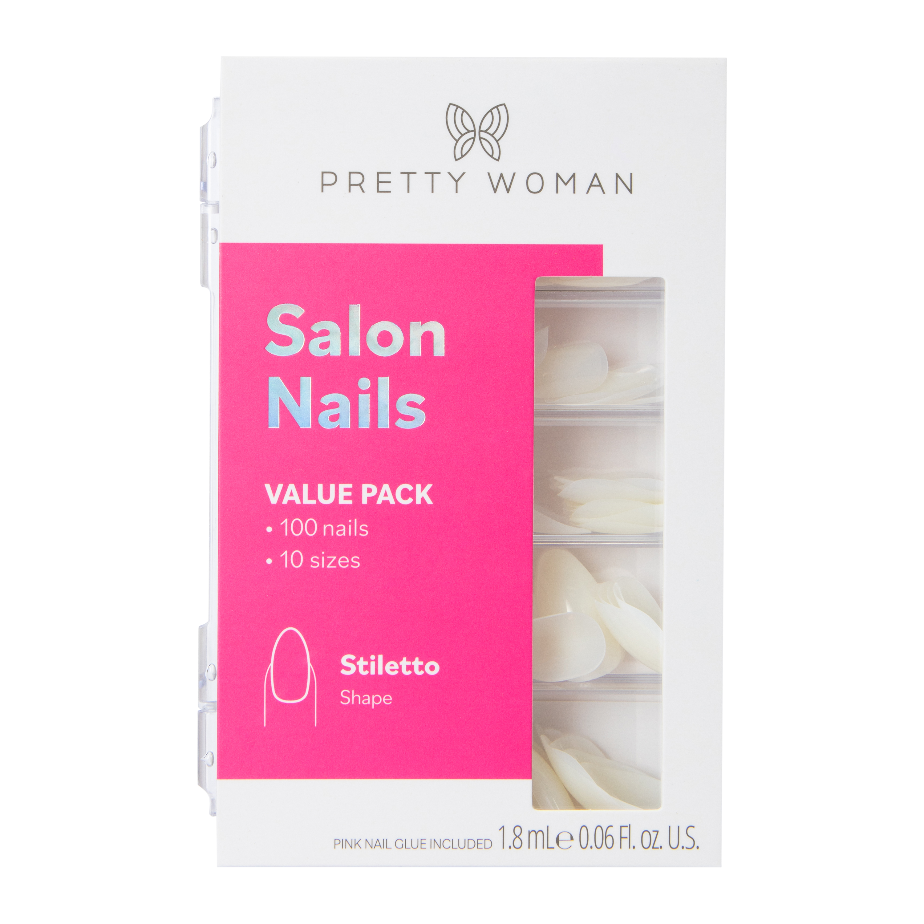 Pretty Woman Natural Stiletto Faux Nails With Nail Glue 100-Count