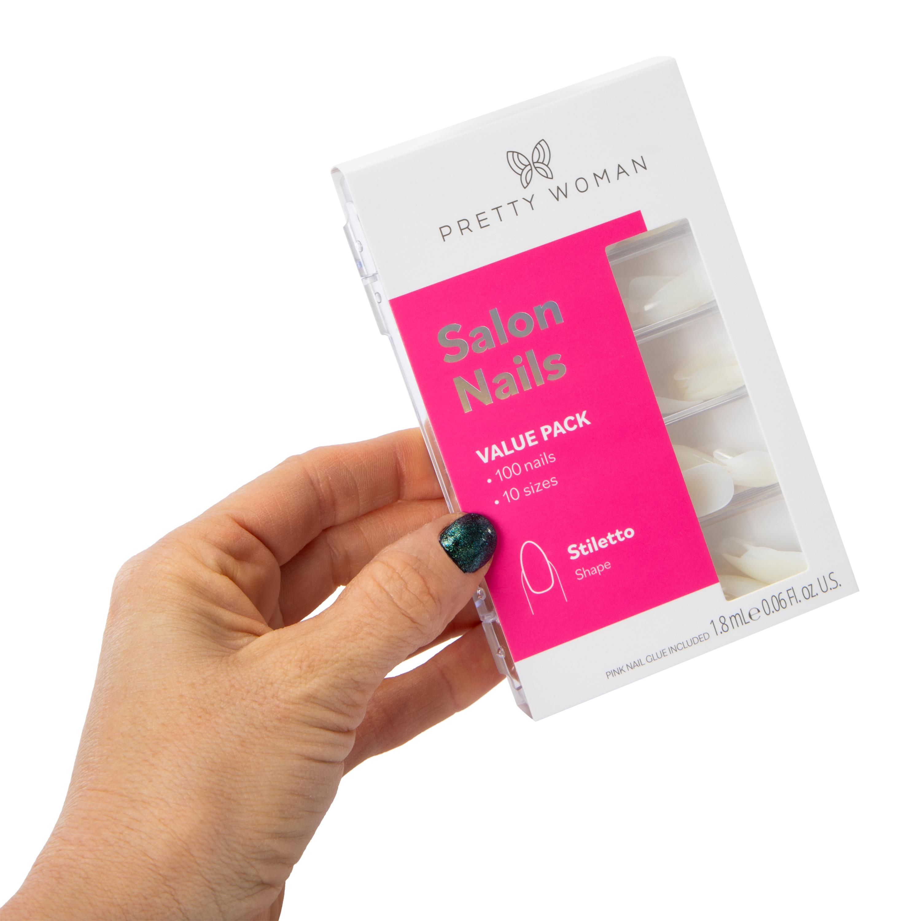 Pretty Woman Natural Stiletto Faux Nails With Nail Glue 100-Count