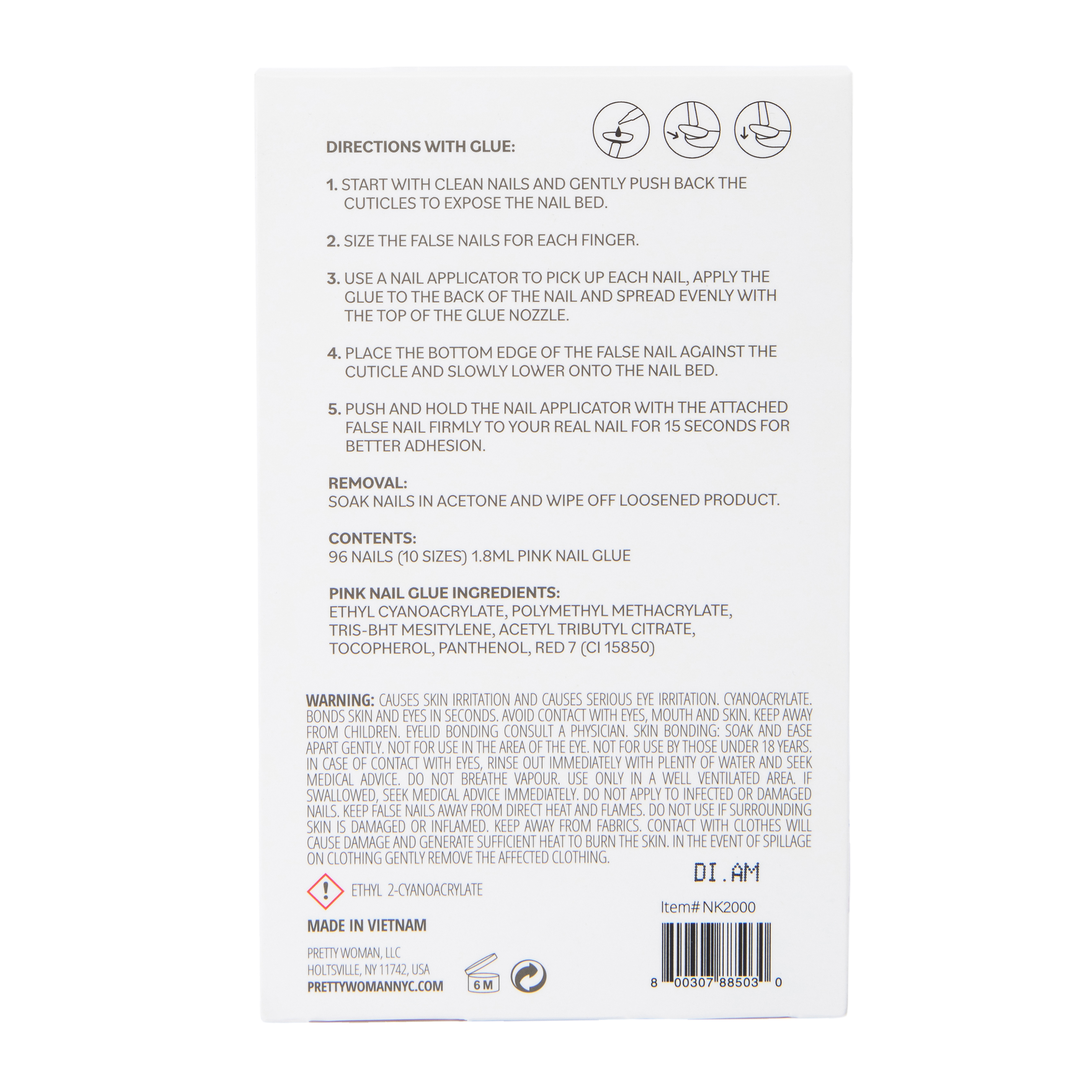 Pretty Woman Natural Square Faux Nails With Nail Glue 100-Count