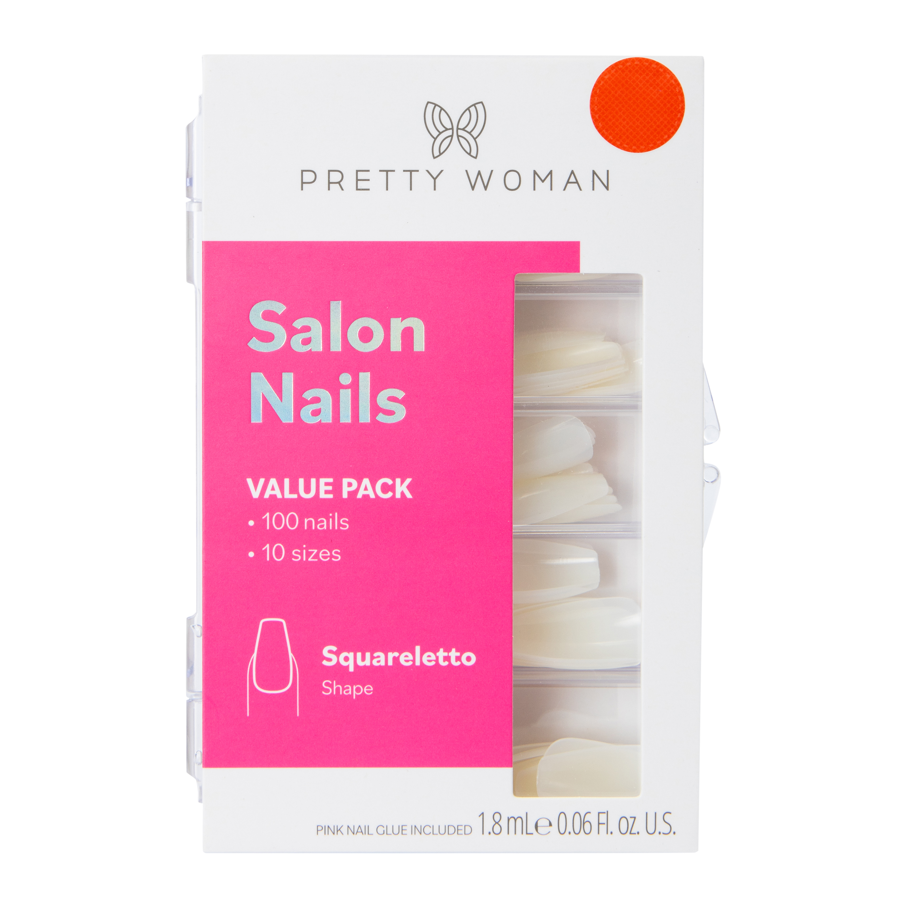 Pretty Woman Natural Squareletto Faux Nails With Nail Glue 100-Count