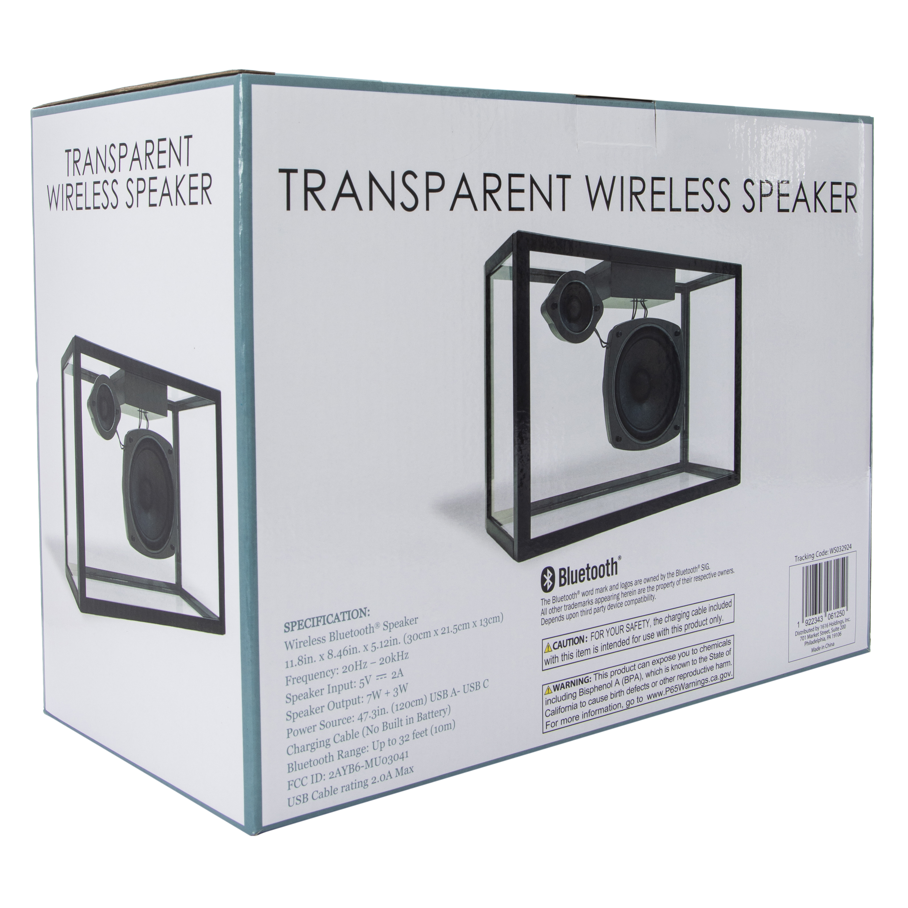 Transparent Wireless Speaker 11.8in x 8.46in