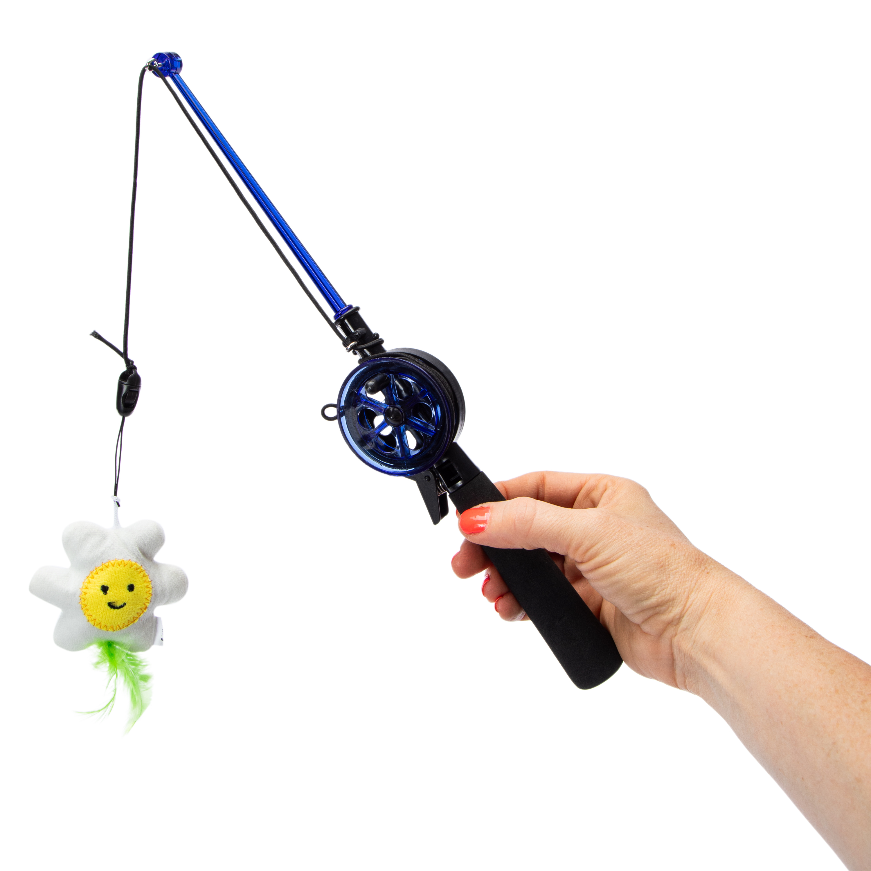 Fishing Rod Cat Toy With Plush Crinke Teaser