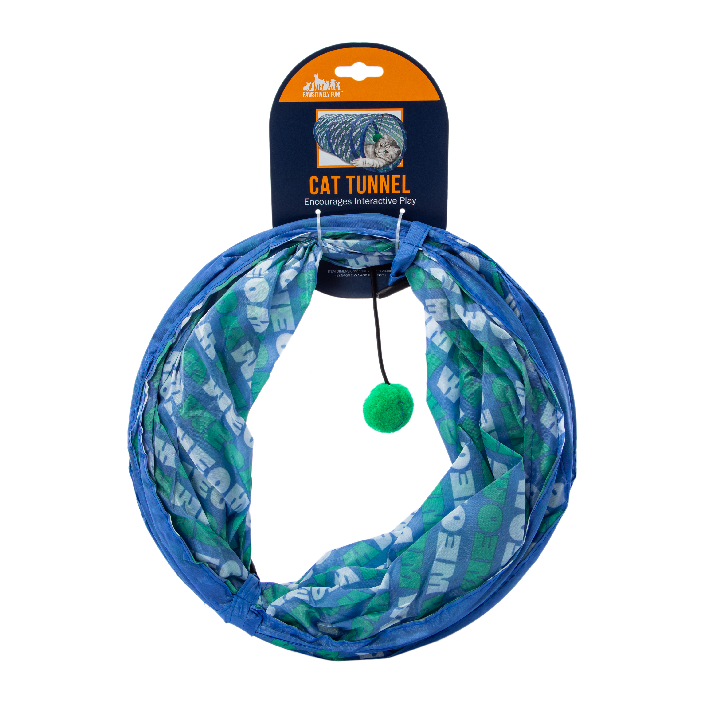 Cat Tunnel With Teaser Toy 29.5in x 11in