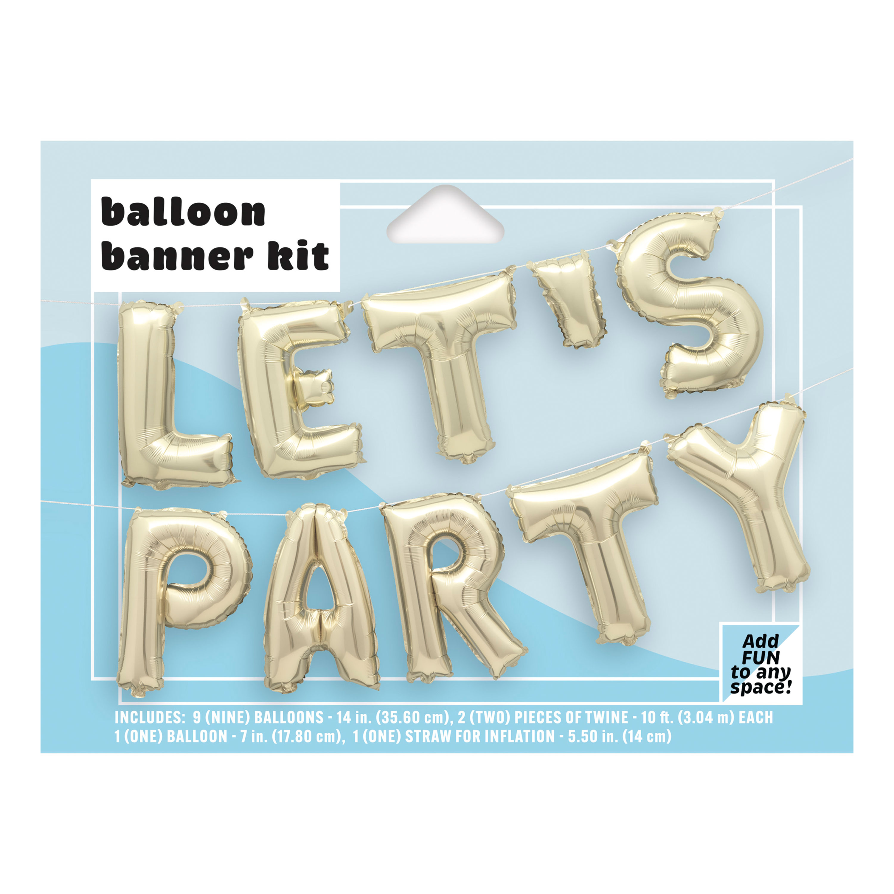 'Let's Party' Gold Word Balloon Banner Kit