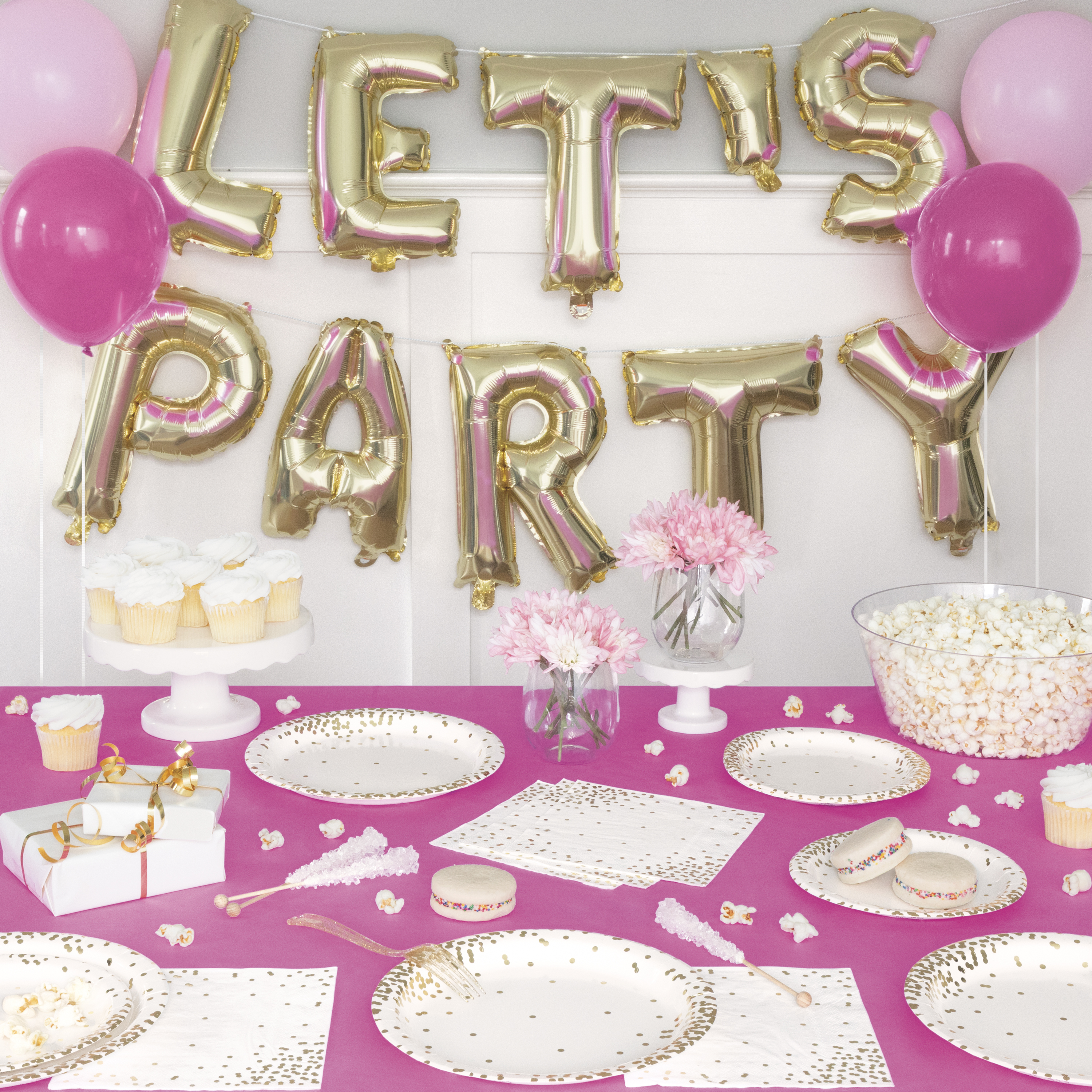 'Let's Party' Gold Word Balloon Banner Kit