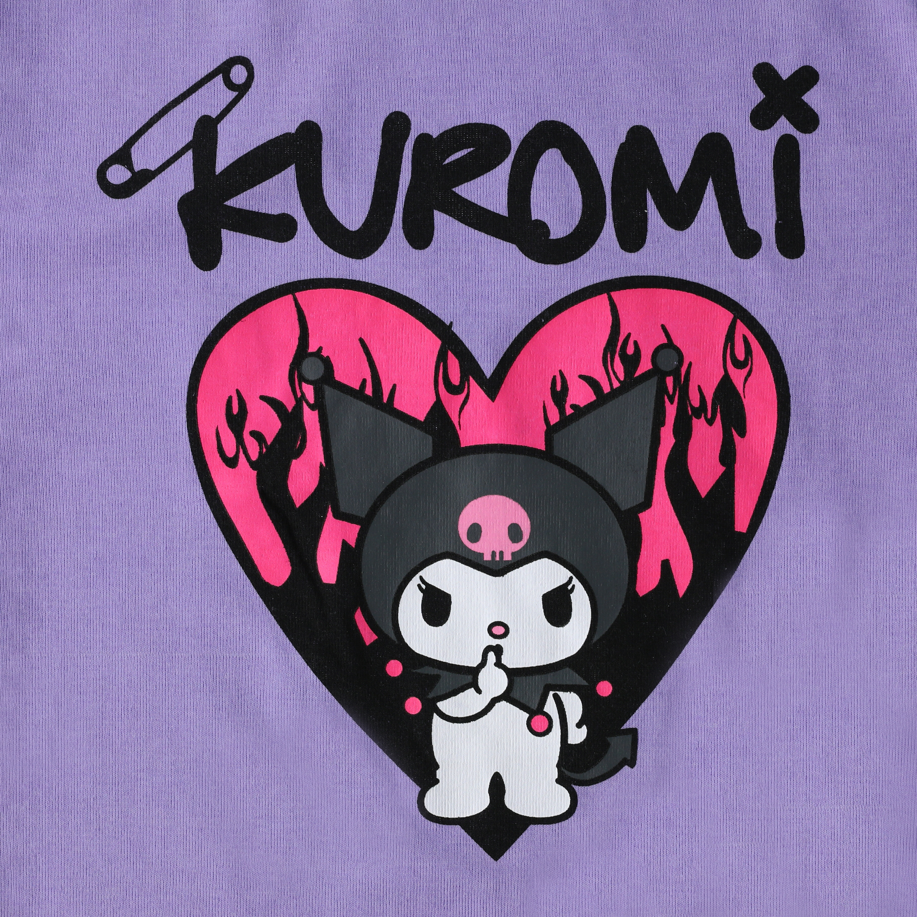 Kuromi Heart Flames Graphic Tee