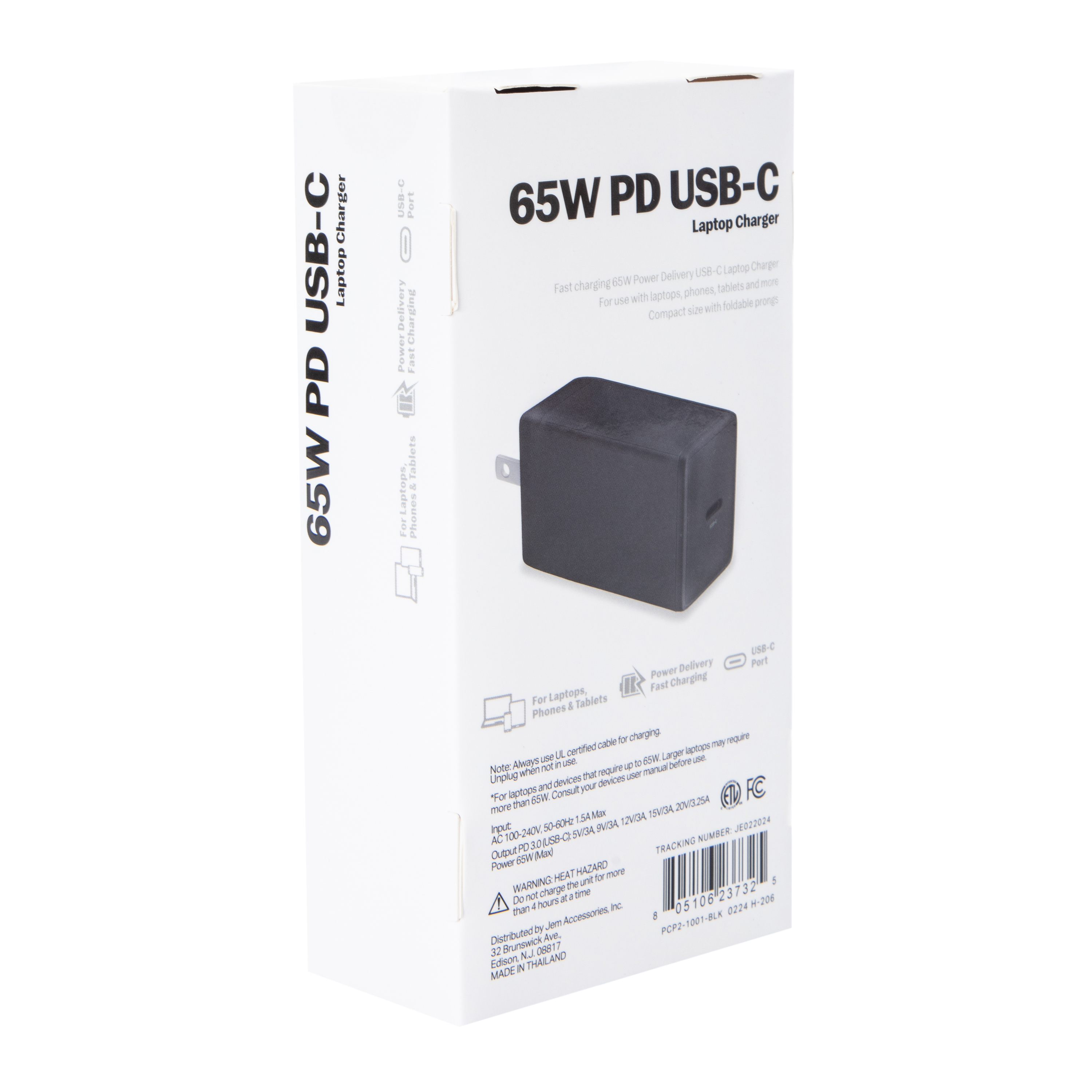 65W USB-C Device Charger For Smartphones, Tablets, Laptop Computers