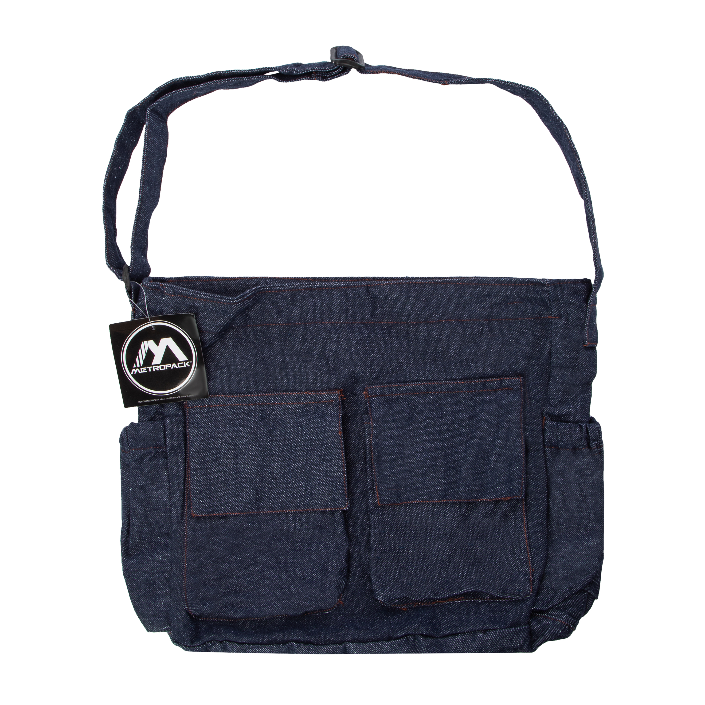 Denim Messenger Bag 12.5in x 14in