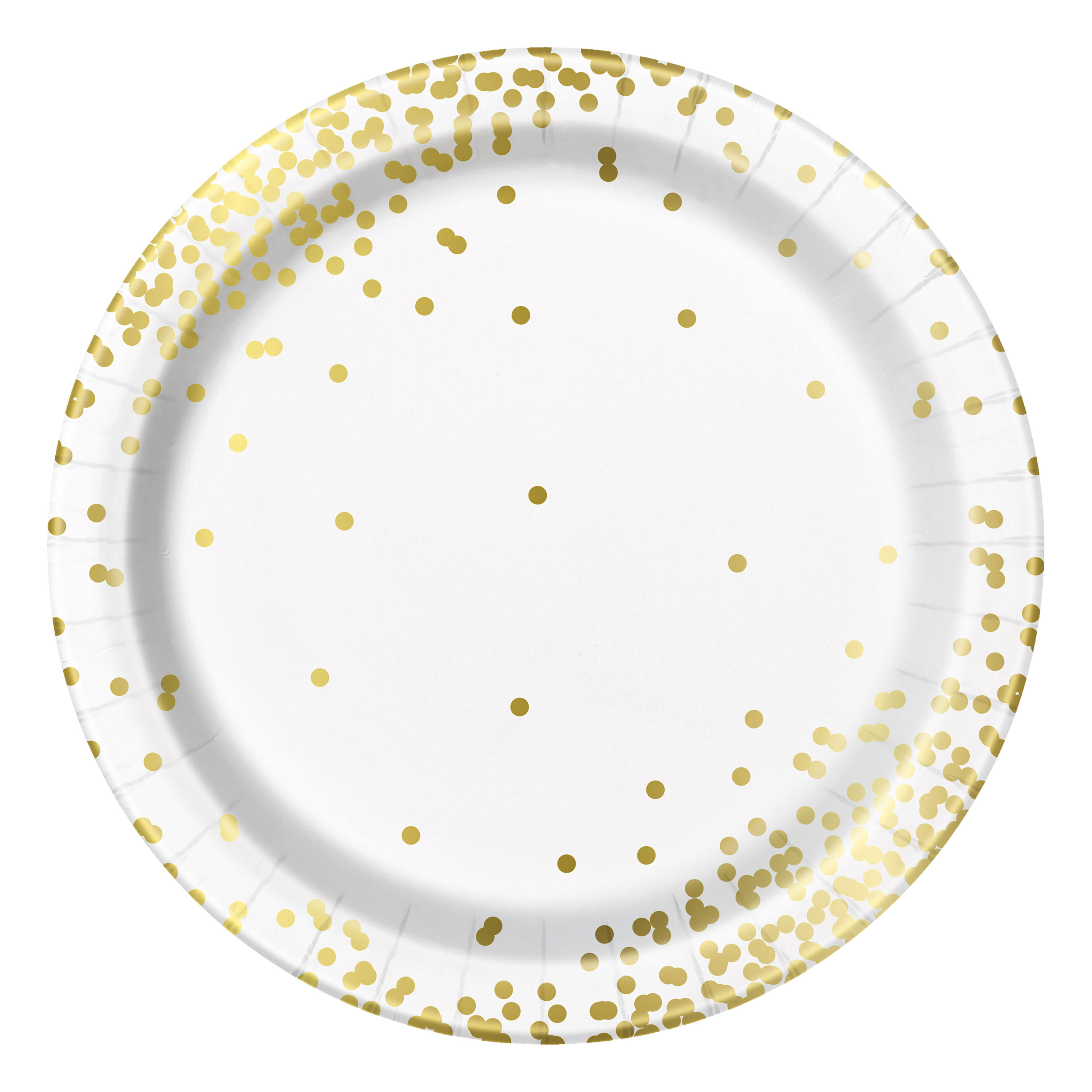 Gold Polka Dot Paper Plates+G103 9in, 8-Count