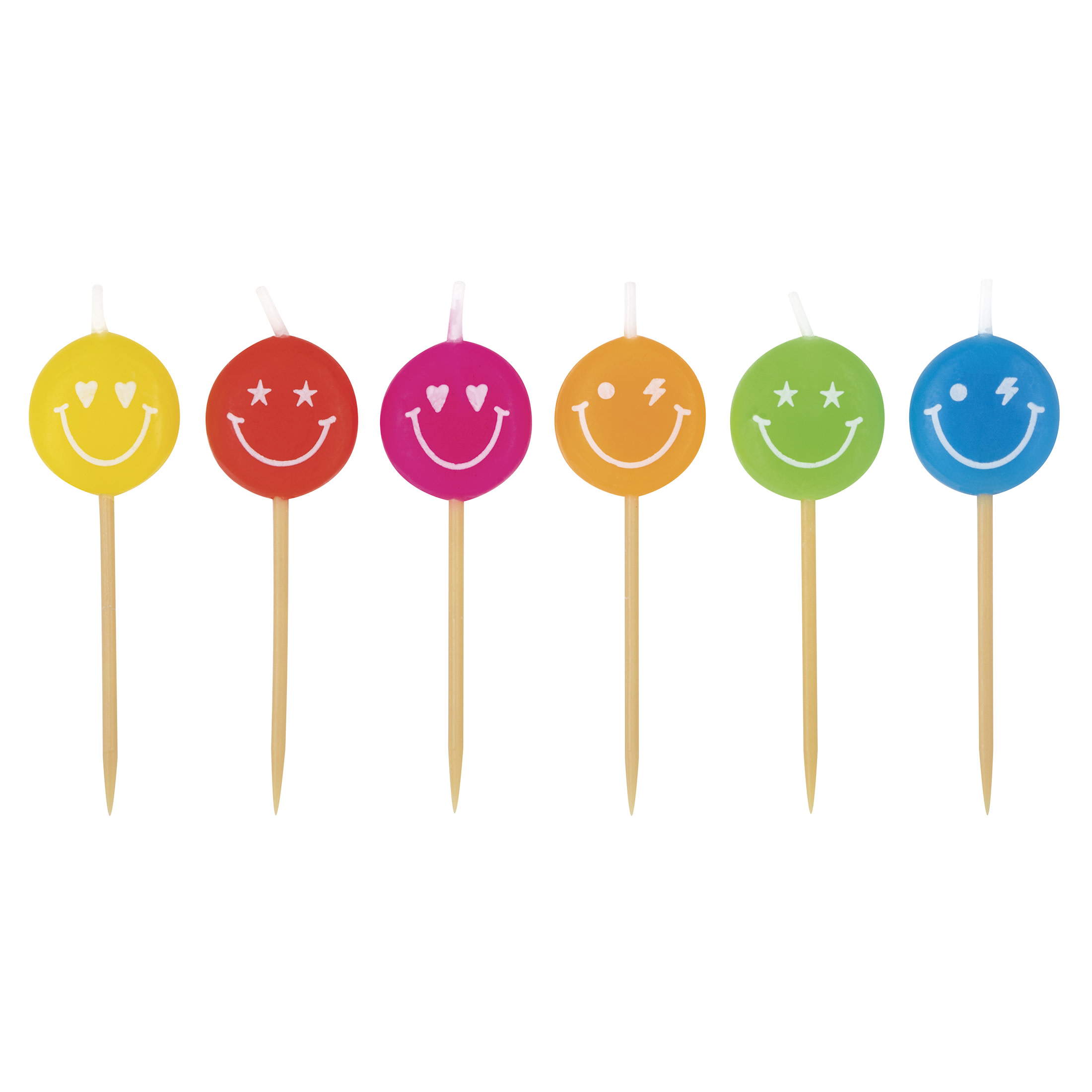 Happy Face Birthday Candles 6-Count