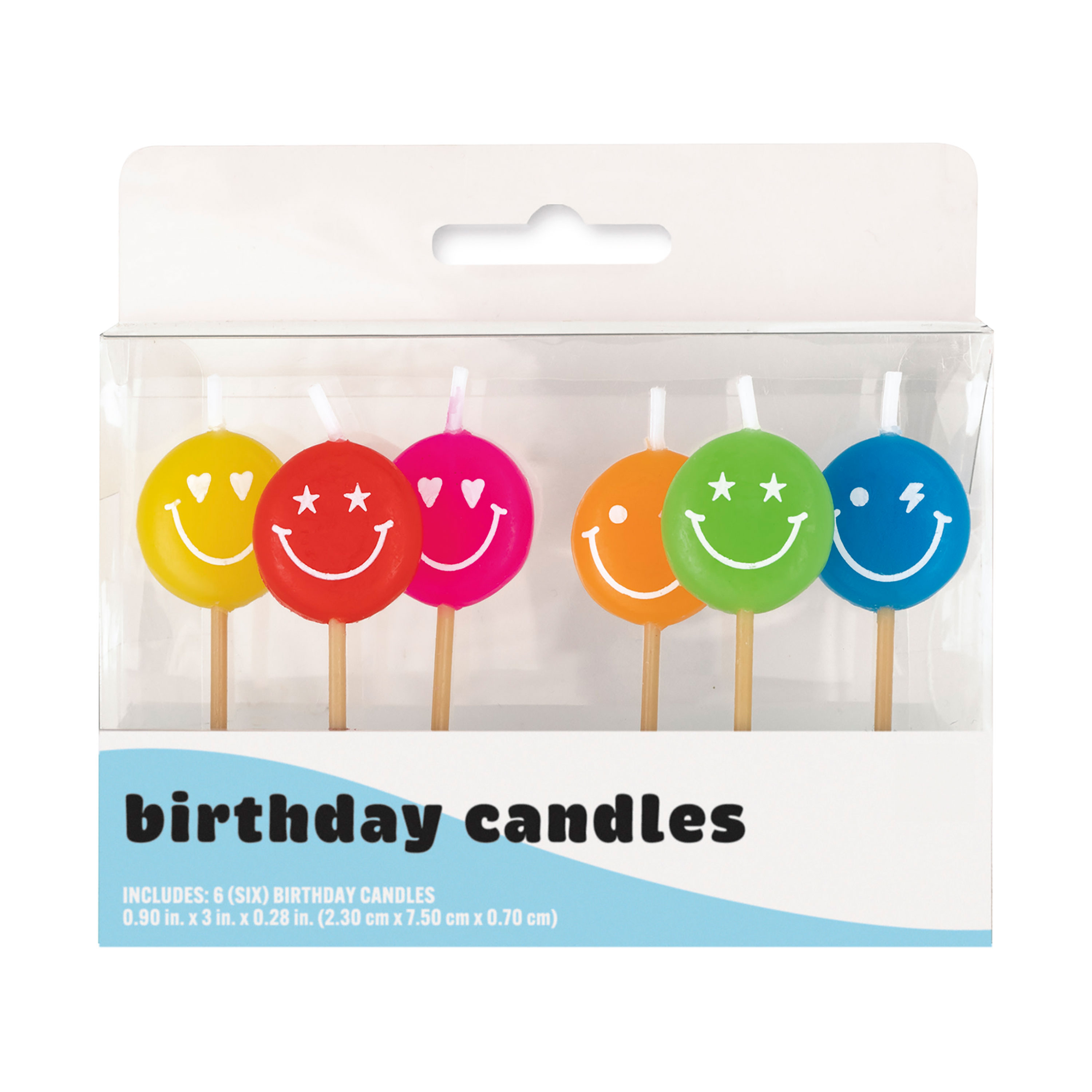 Happy Face Birthday Candles 6-Count