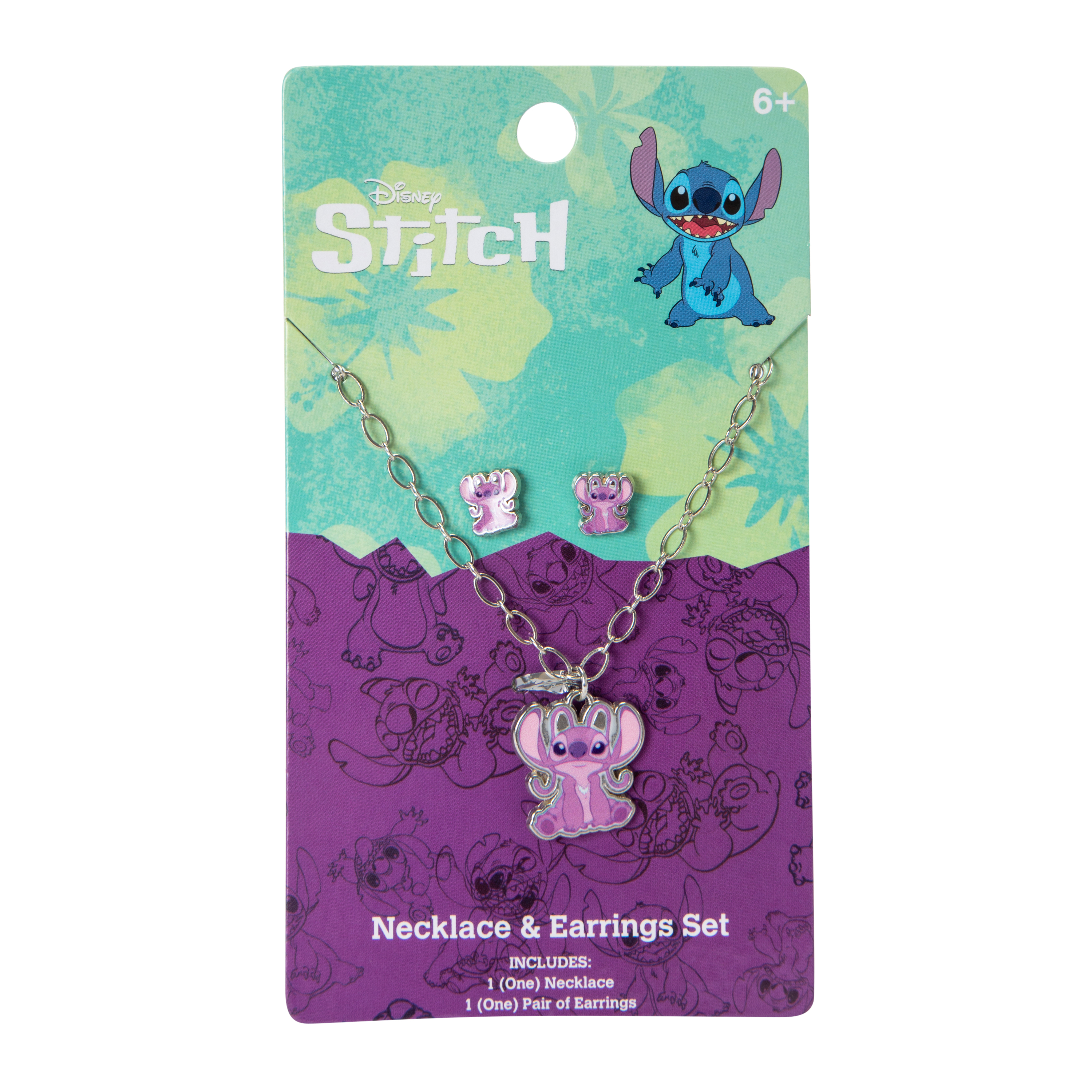 Disney Stitch Necklace & Earrings Set
