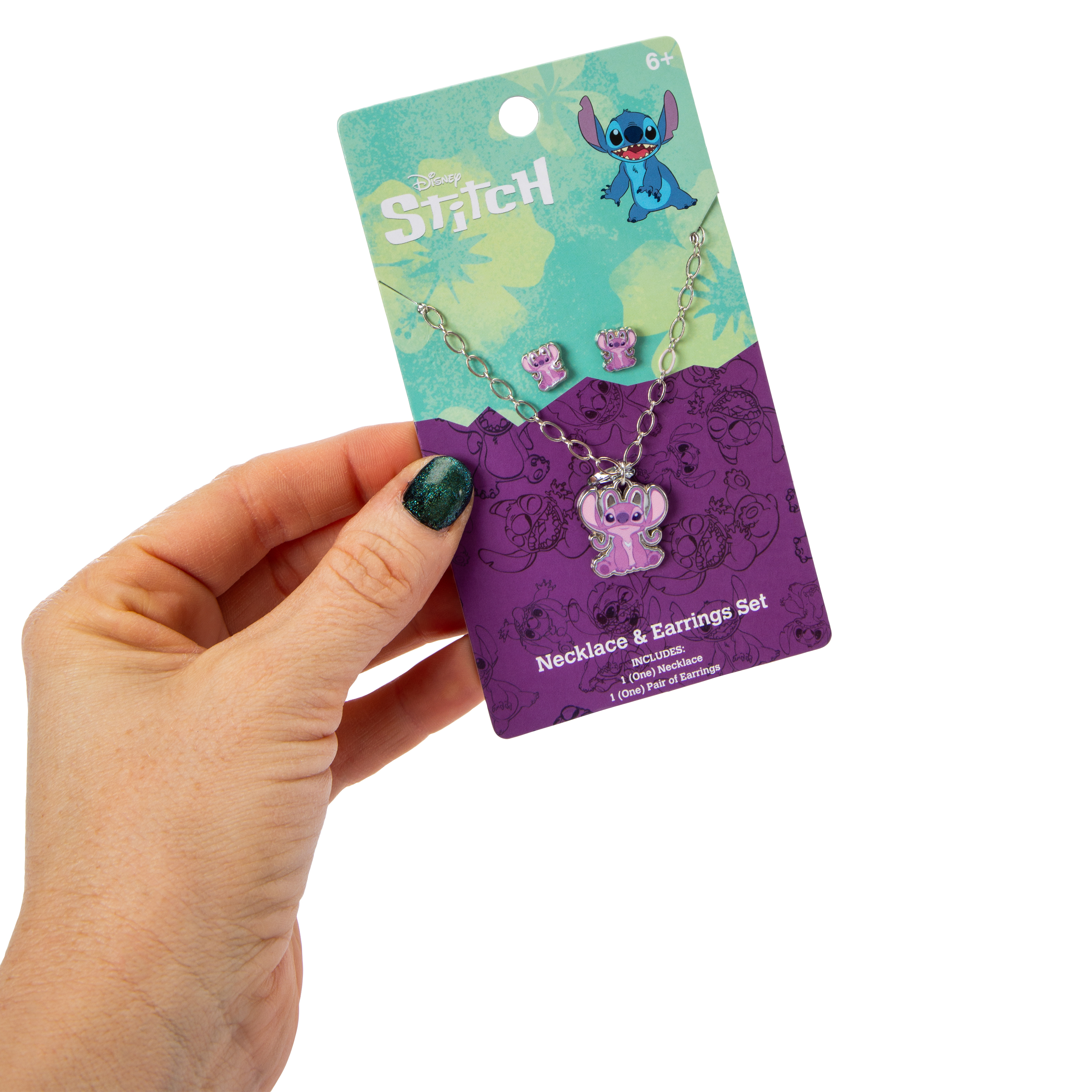 Disney Stitch Necklace & Earrings Set