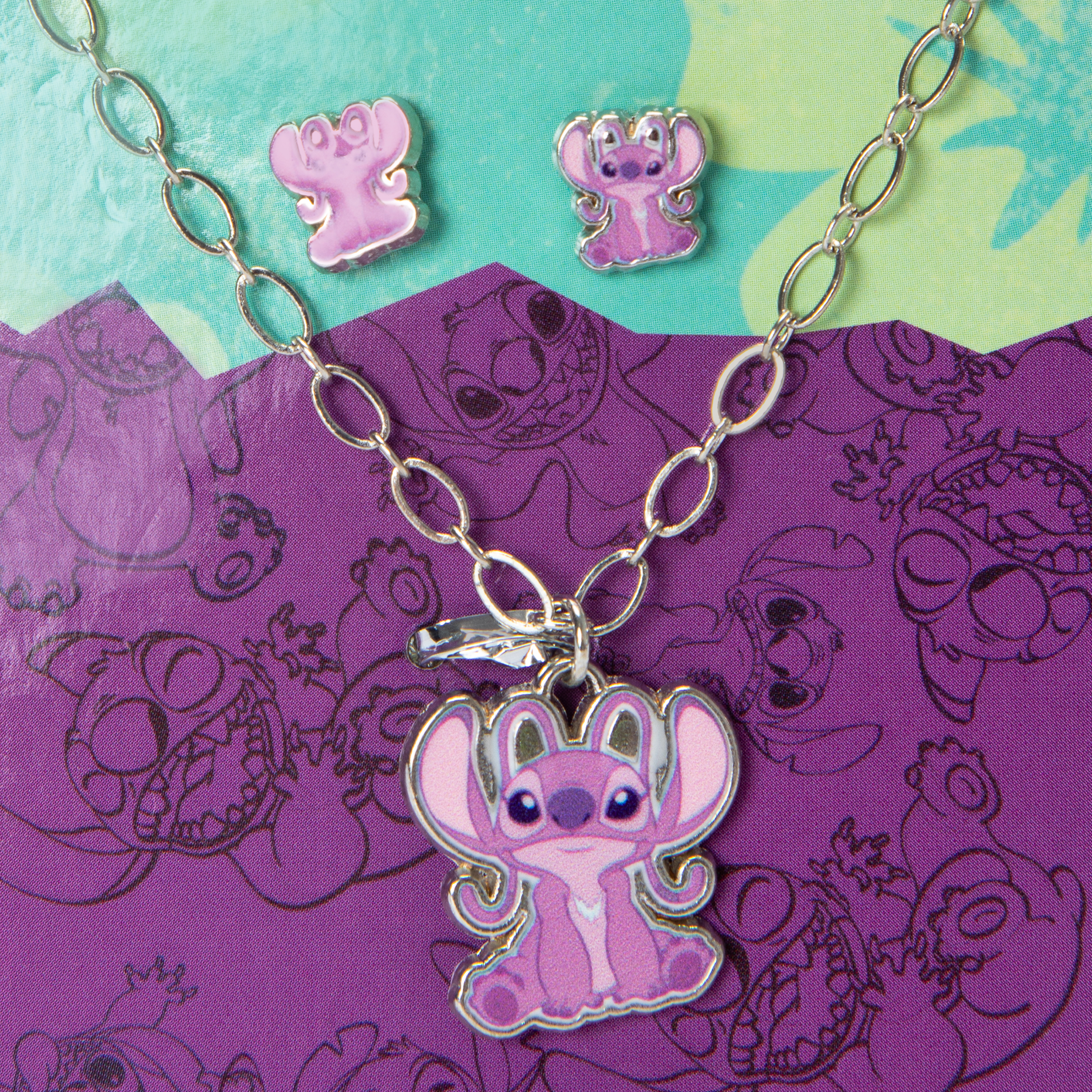 Disney Stitch Necklace & Earrings Set