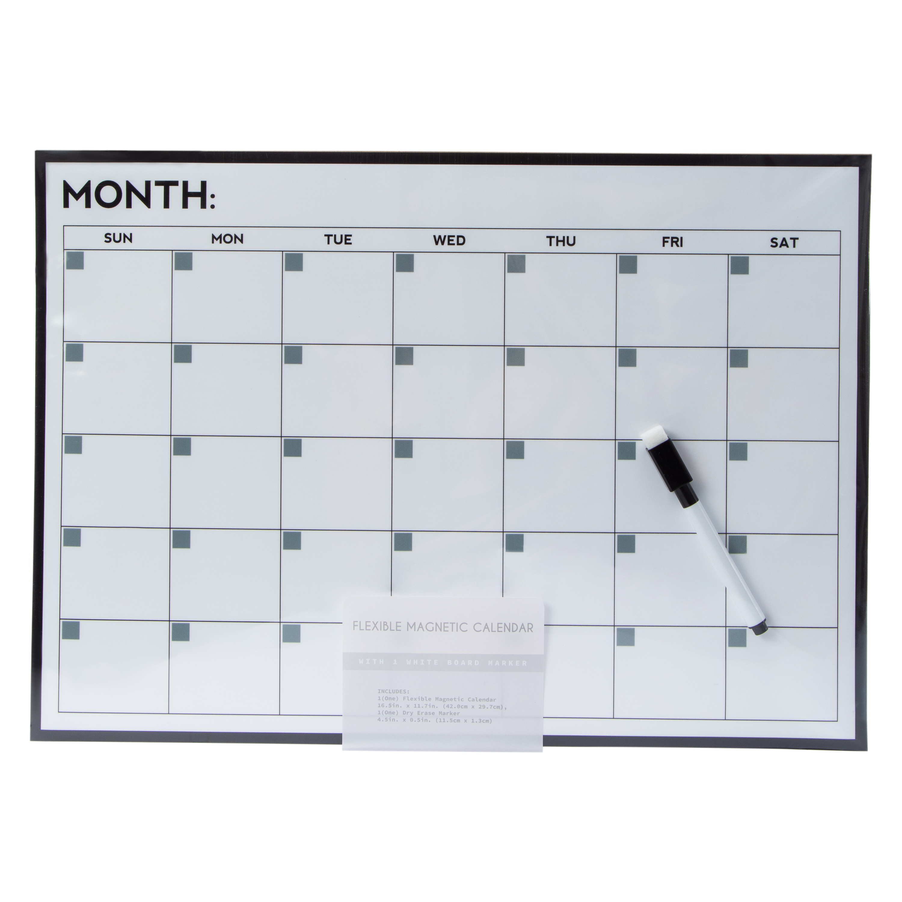 Flexible Magnetic Calendar With Marker 16.5in x 11.7in