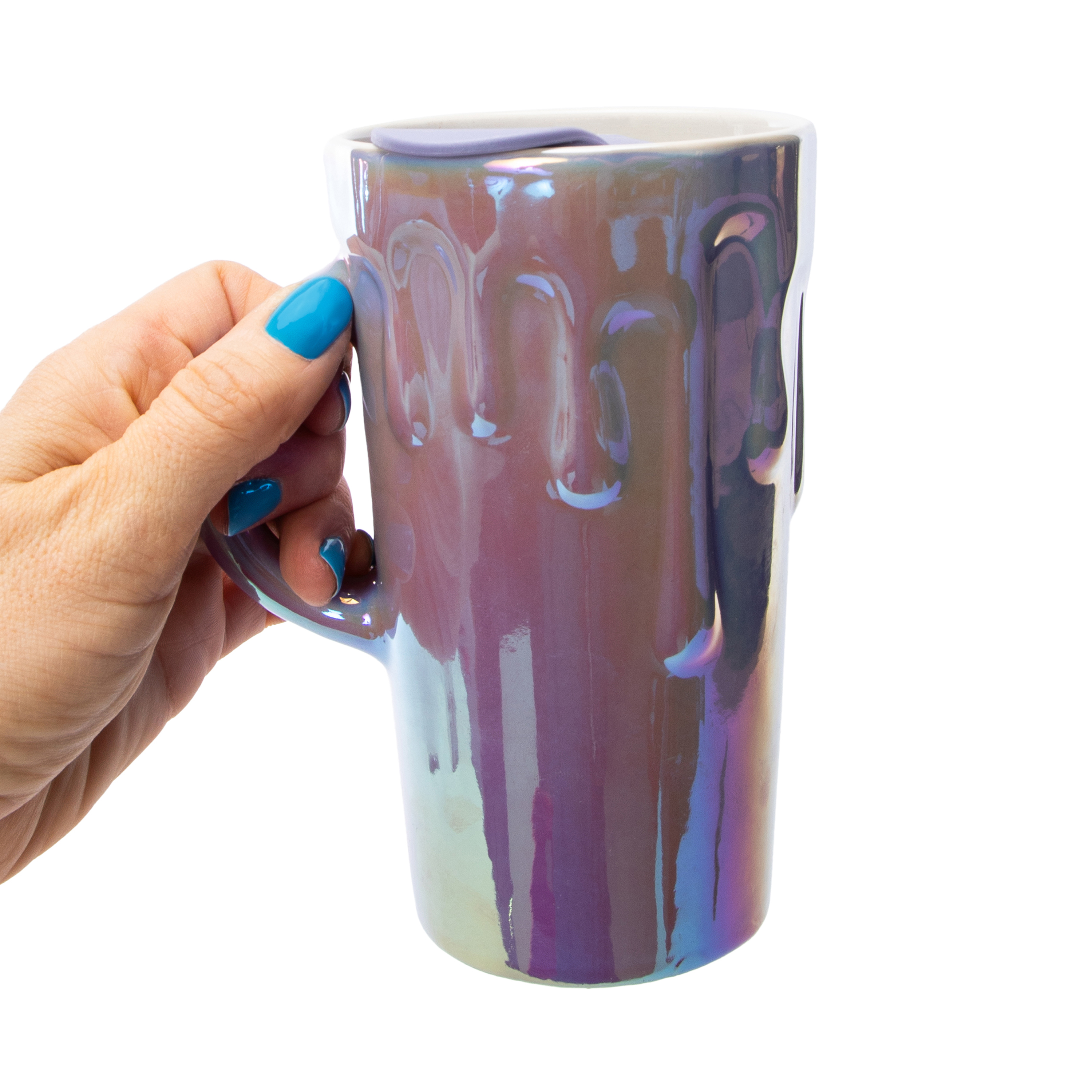 Iridescent Drip Mug With Lid 16oz
