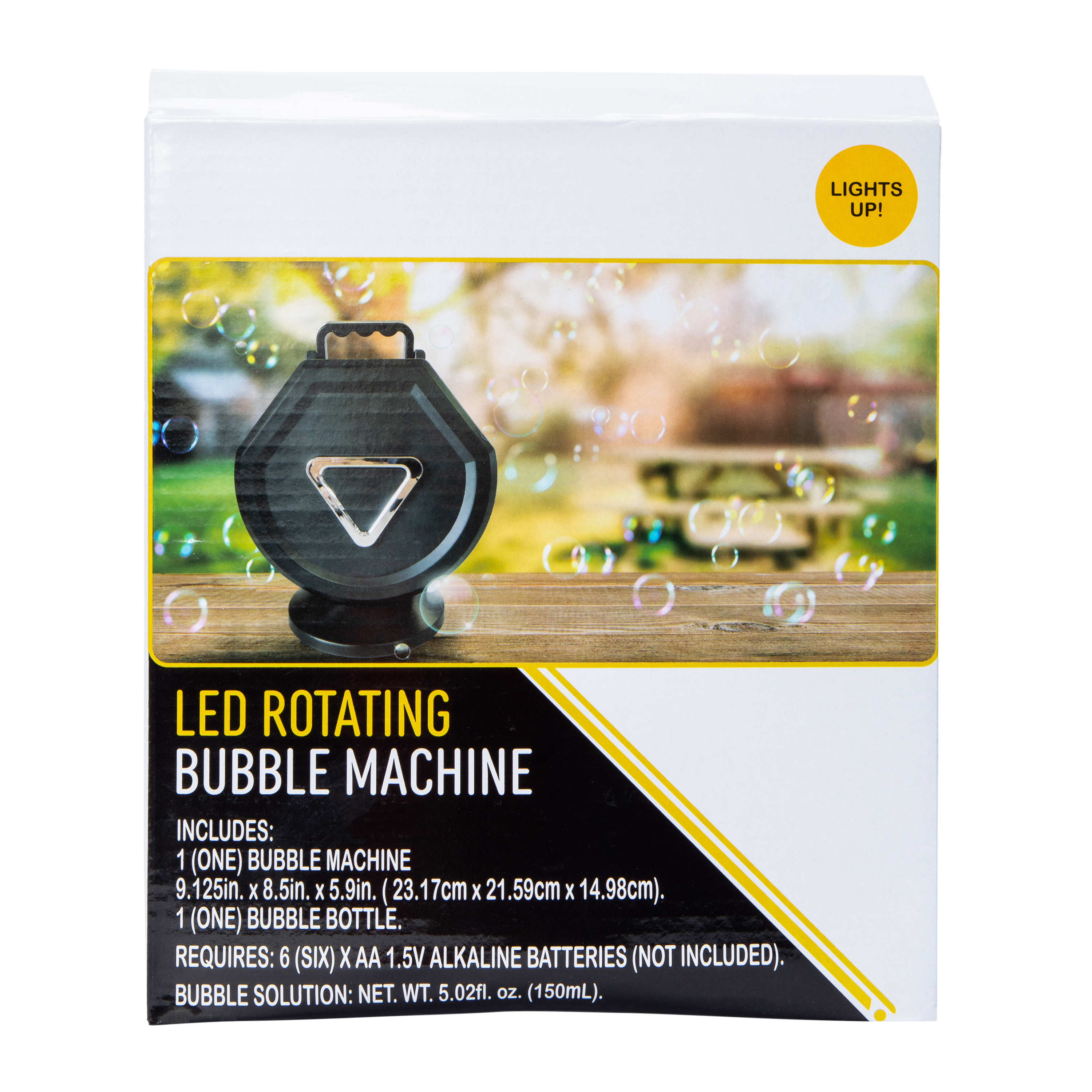 LED Rotating Bubble Machine With Solution 8.5in x 9.125in