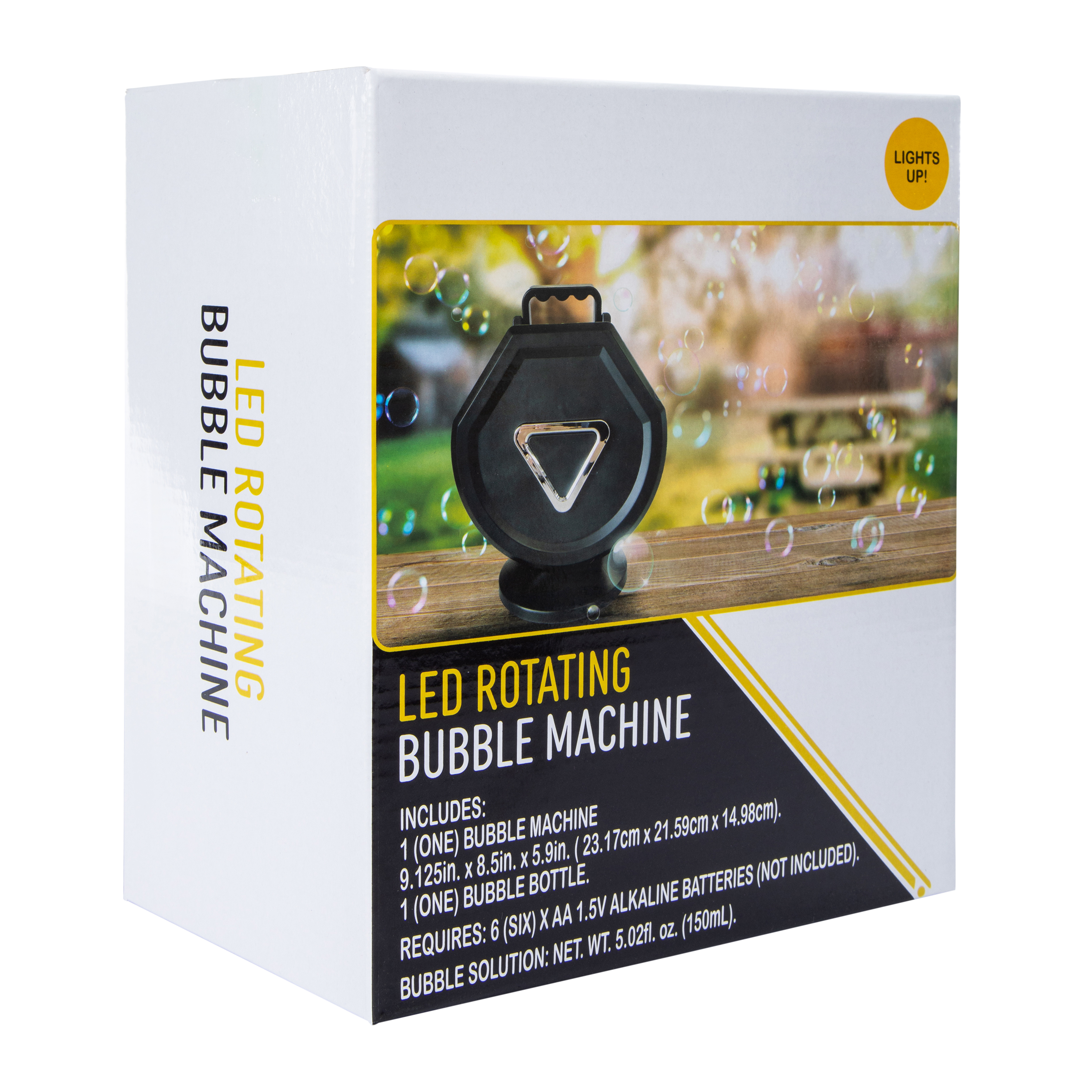 LED Rotating Bubble Machine With Solution 8.5in x 9.125in