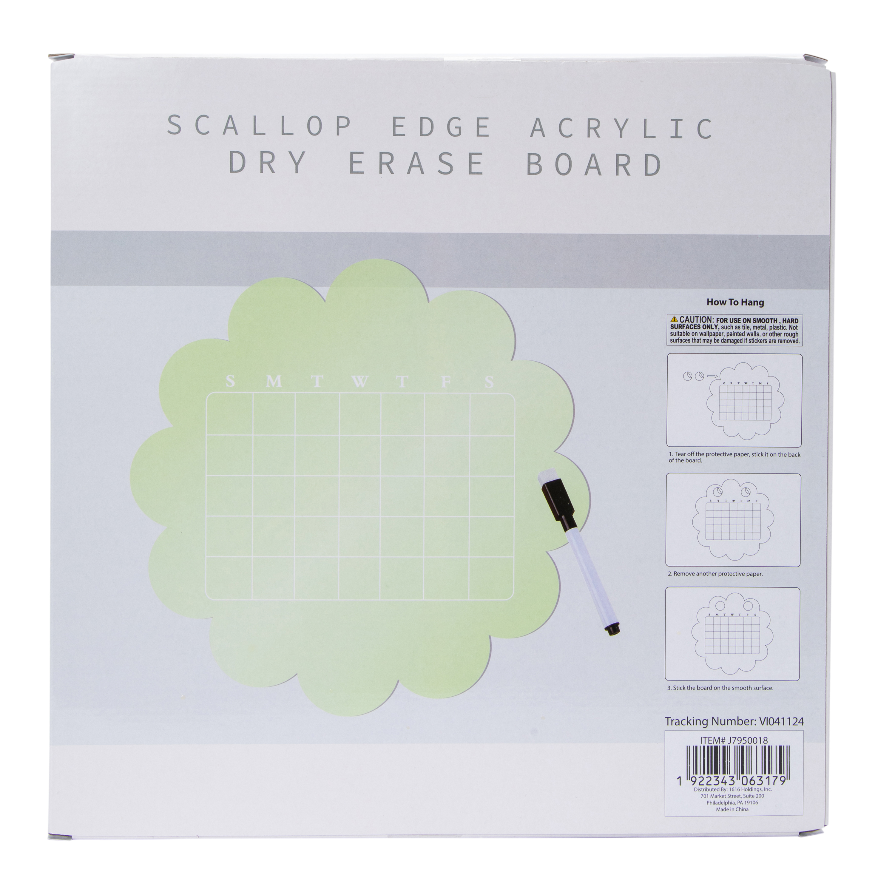 Scallop Edge Acrylic Dry Erase Board 11.61in