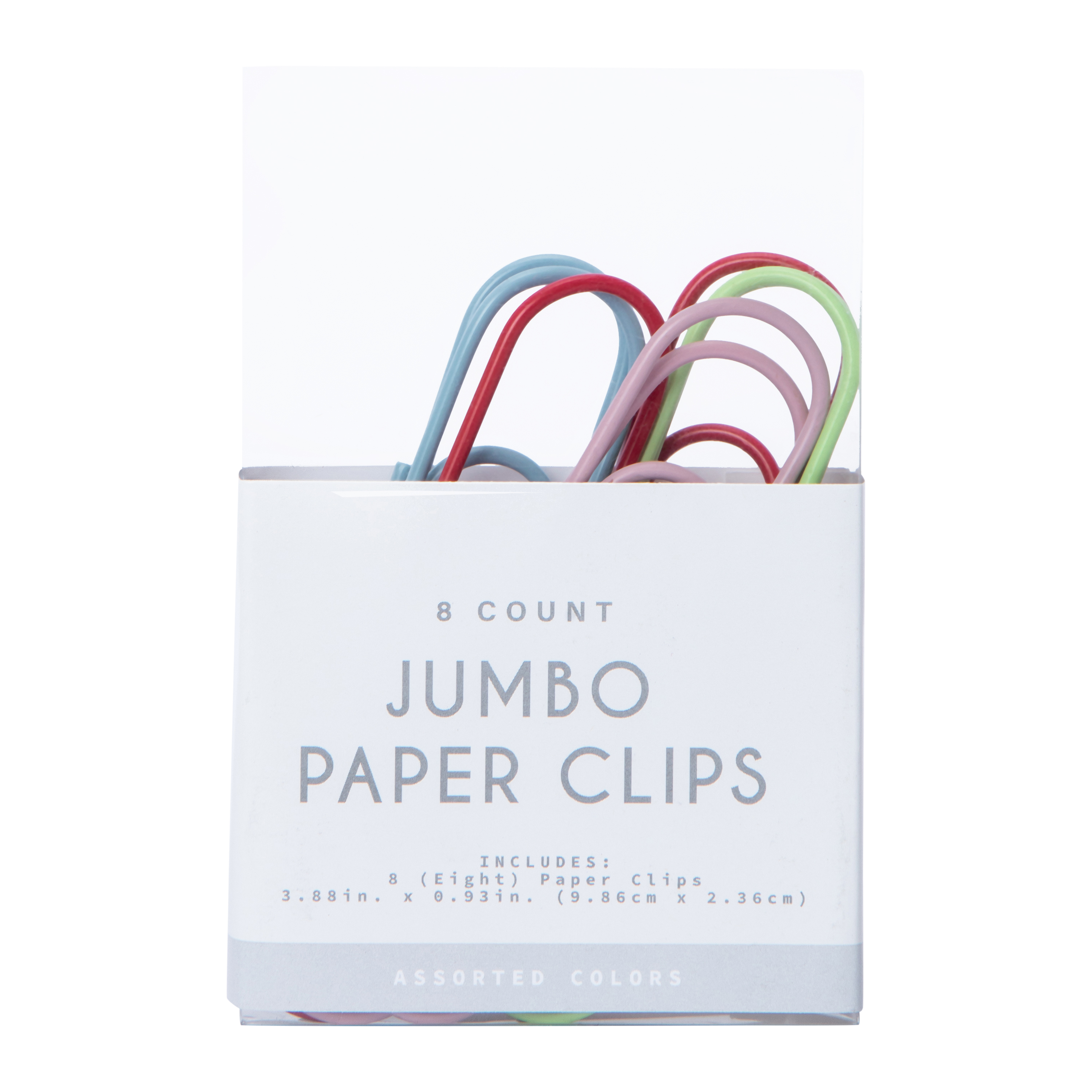 8-count jumbo paper clips, assorted colors