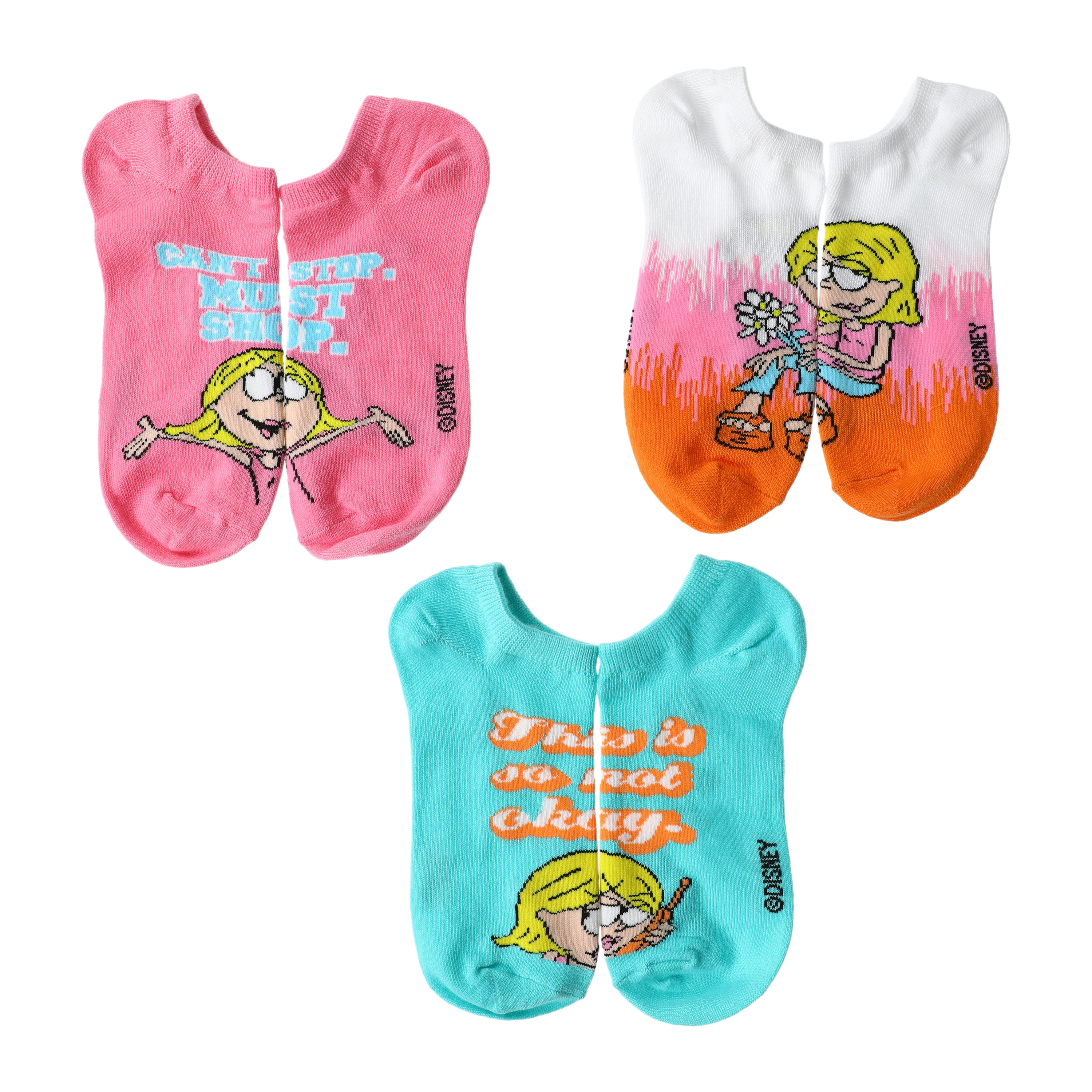 Disney Lizzie McGuire Ladies No-Show Socks 5-Pack