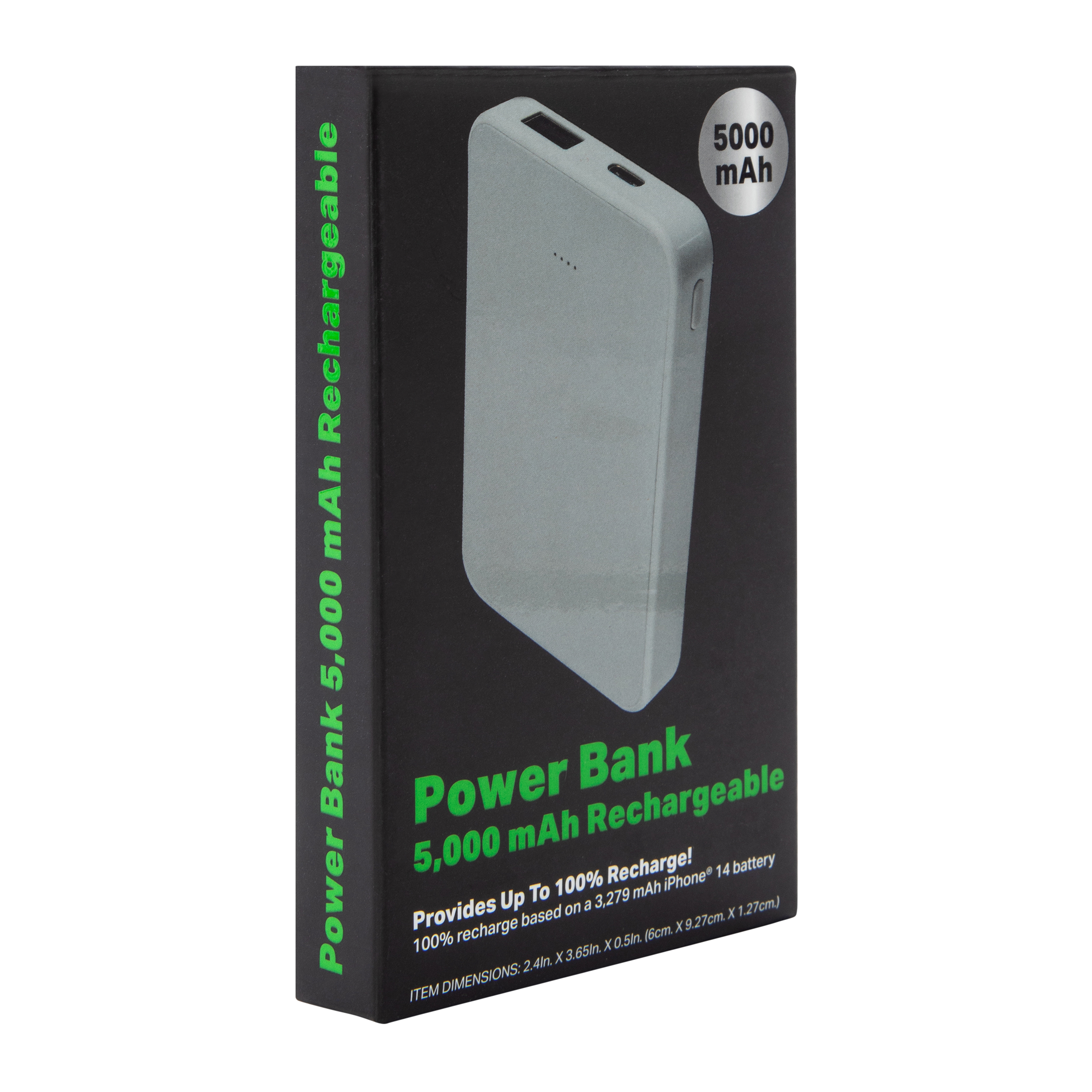 5000mAh Slim Solid Rechargeable Power Bank