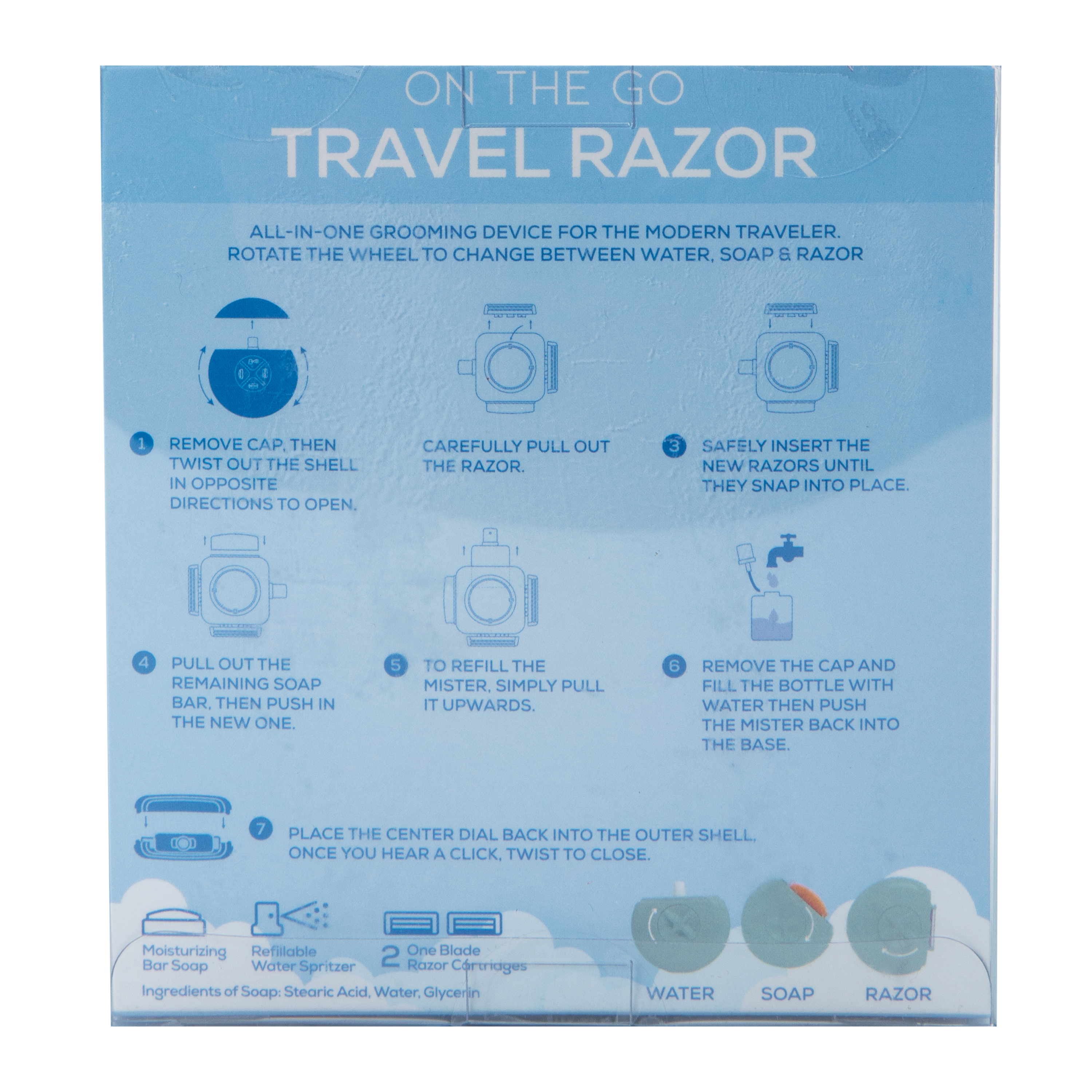 On The Go Travel Razor With Soap 0.35oz