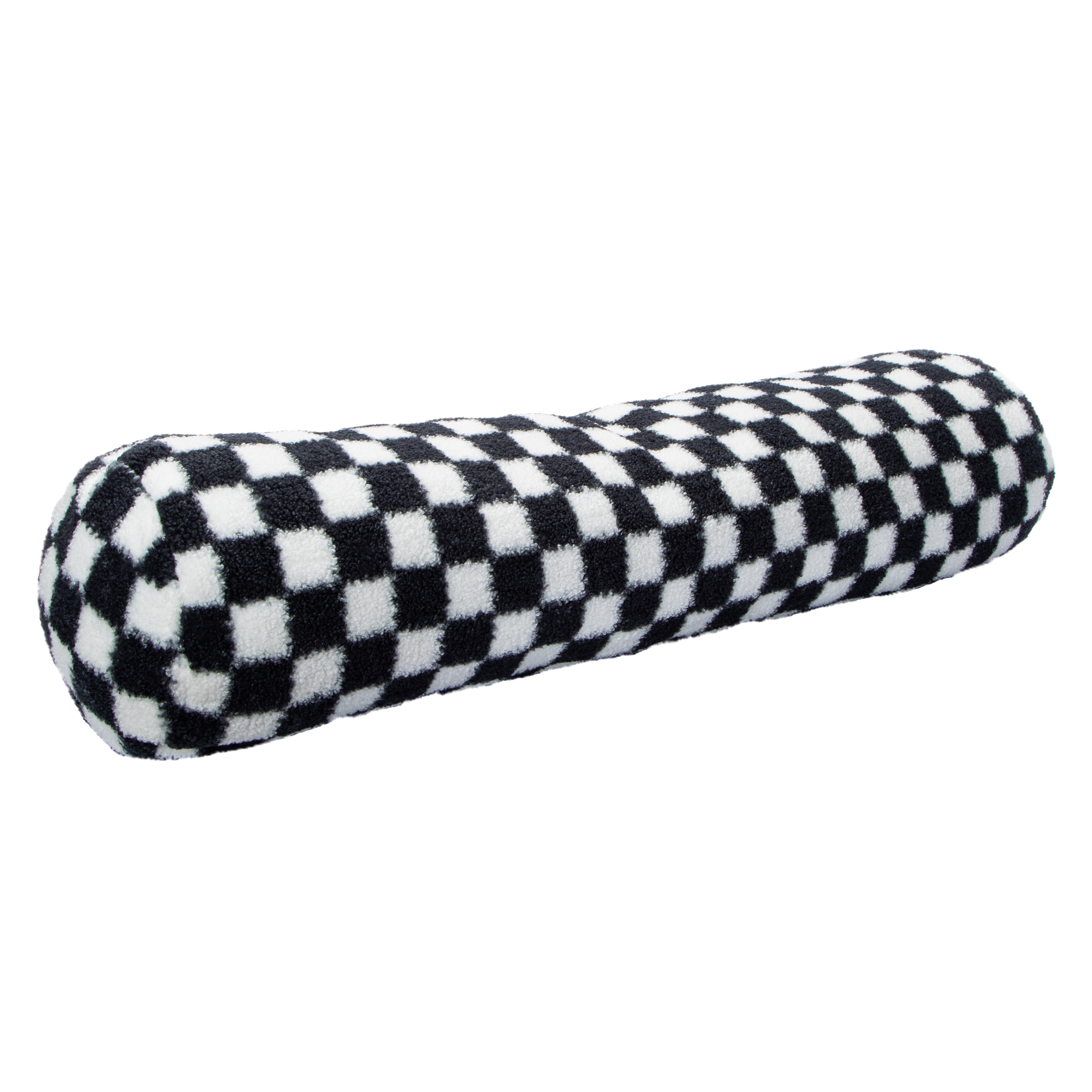 Checker Faux Fur Body Pillow 36in x 9in