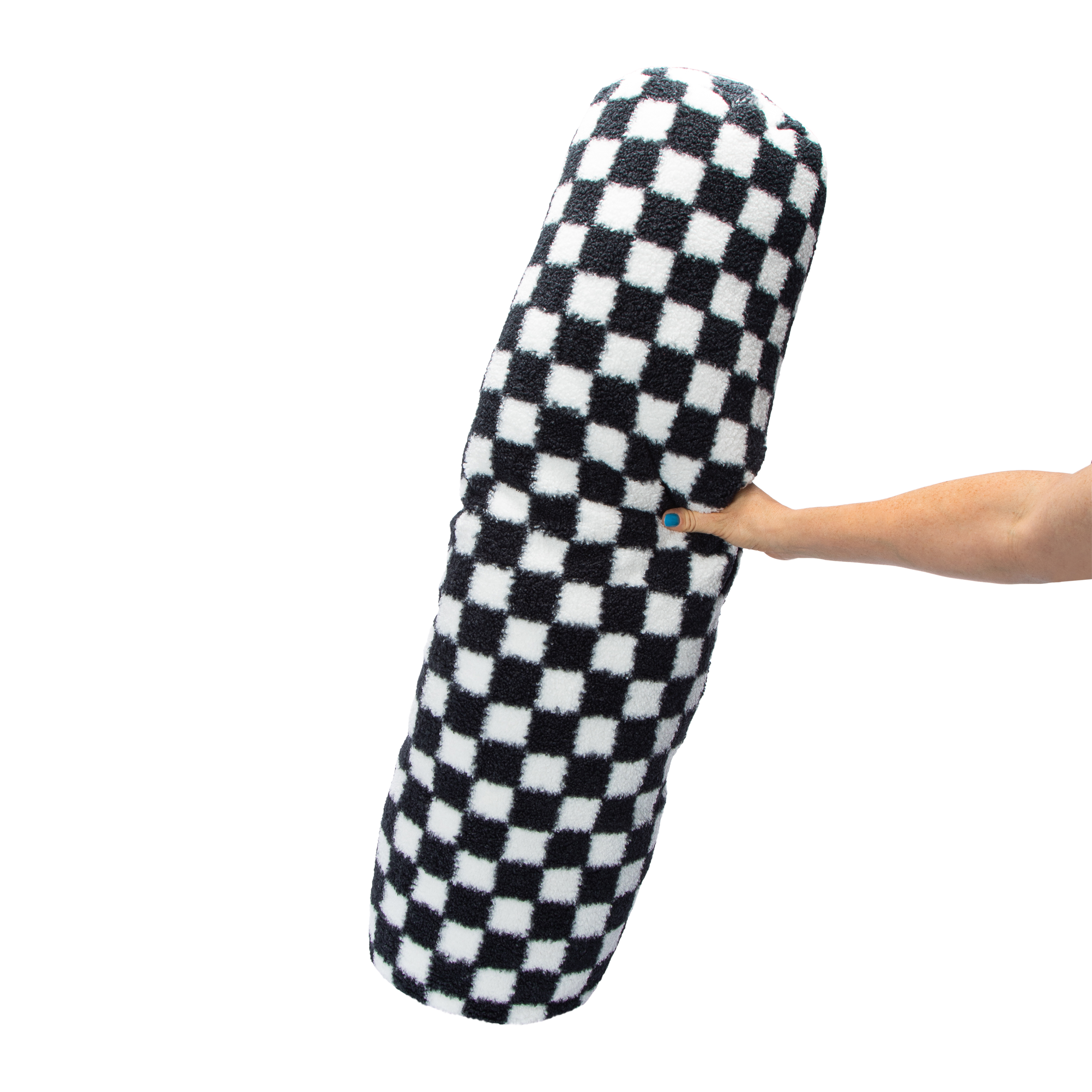 Checker Faux Fur Body Pillow 36in x 9in