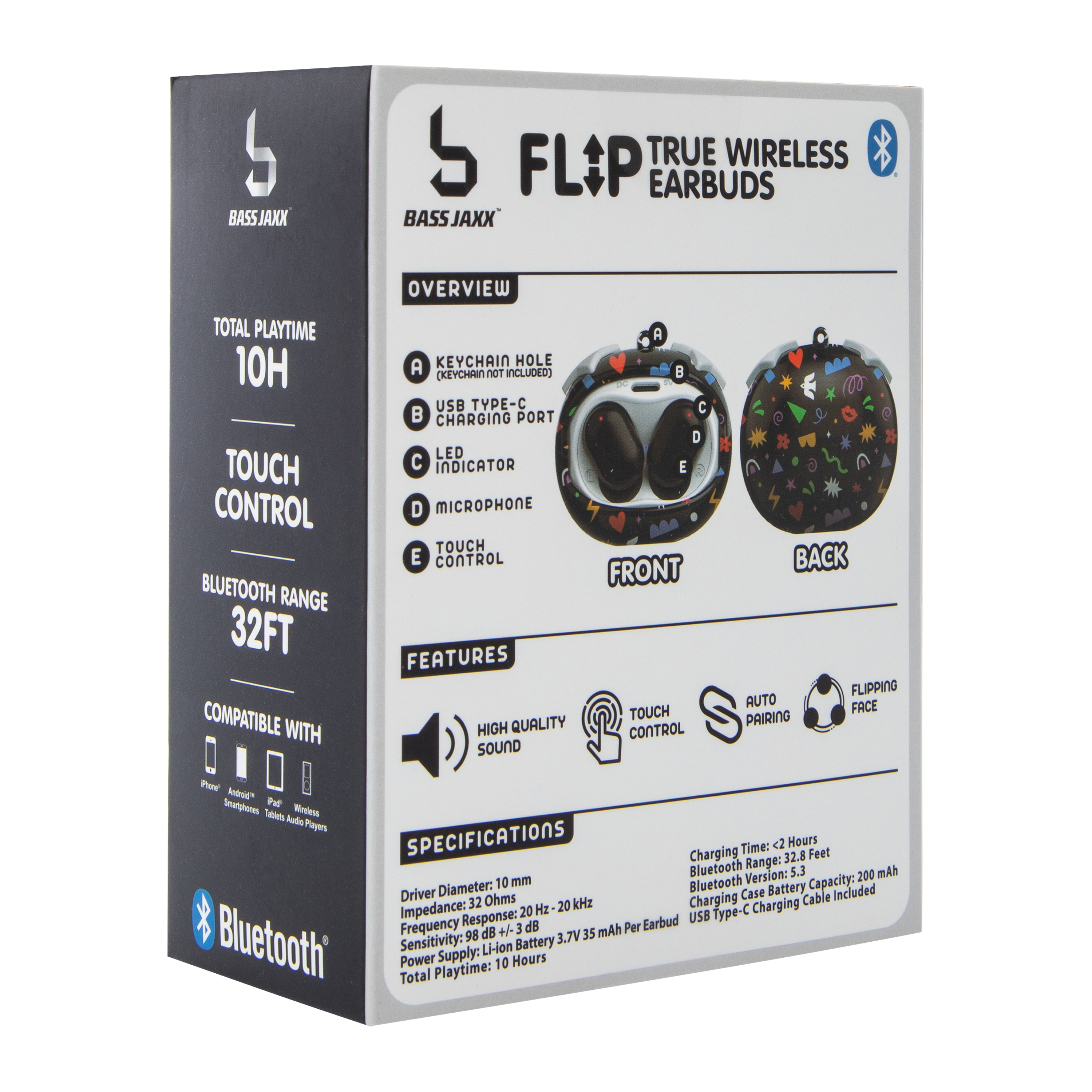 Flip True Wireless Bluetooth® Earbuds With Mic
