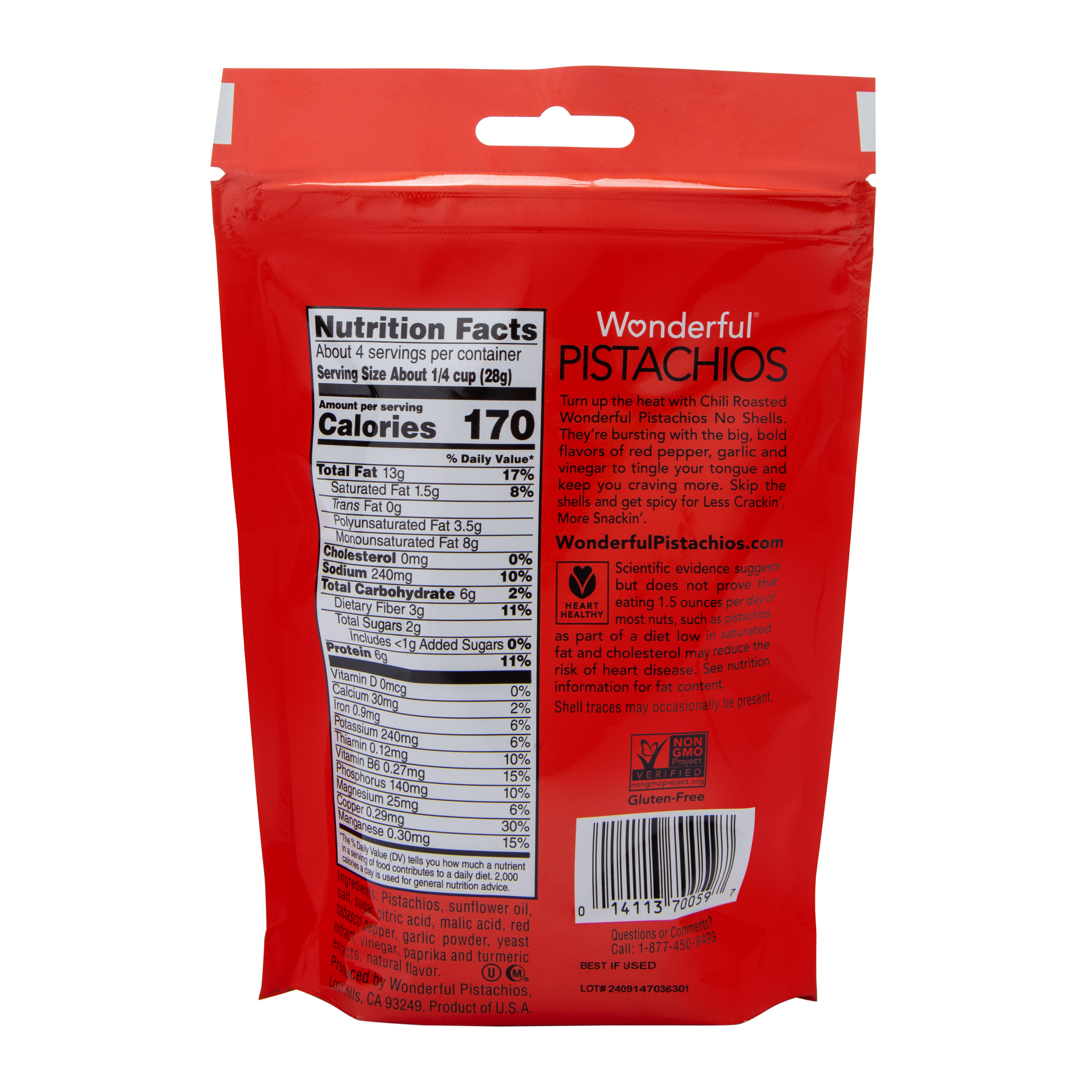 Wonderful® Chili Roasted Pistachios, No Shells 3.75oz