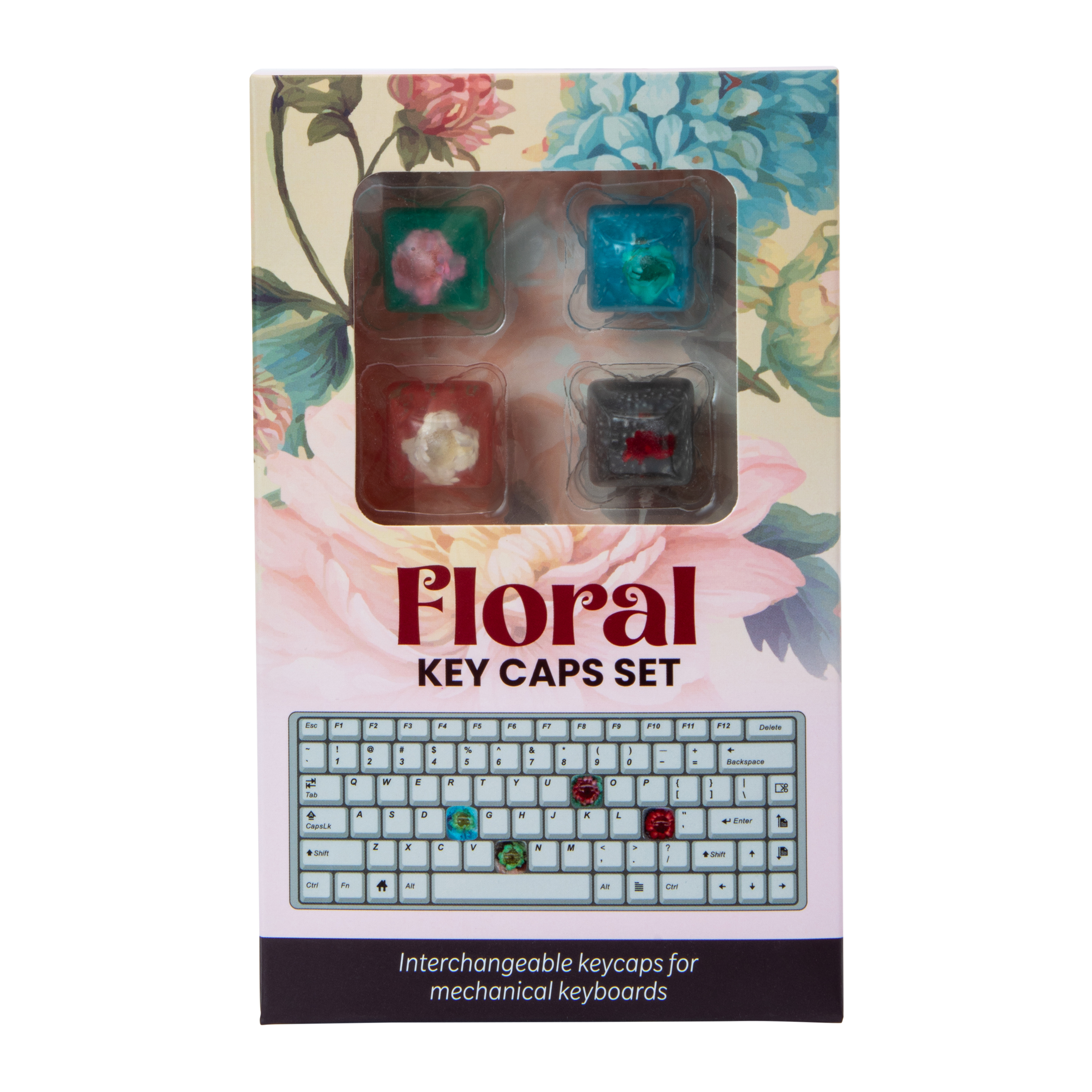Floral Resin Keycaps 4-Count