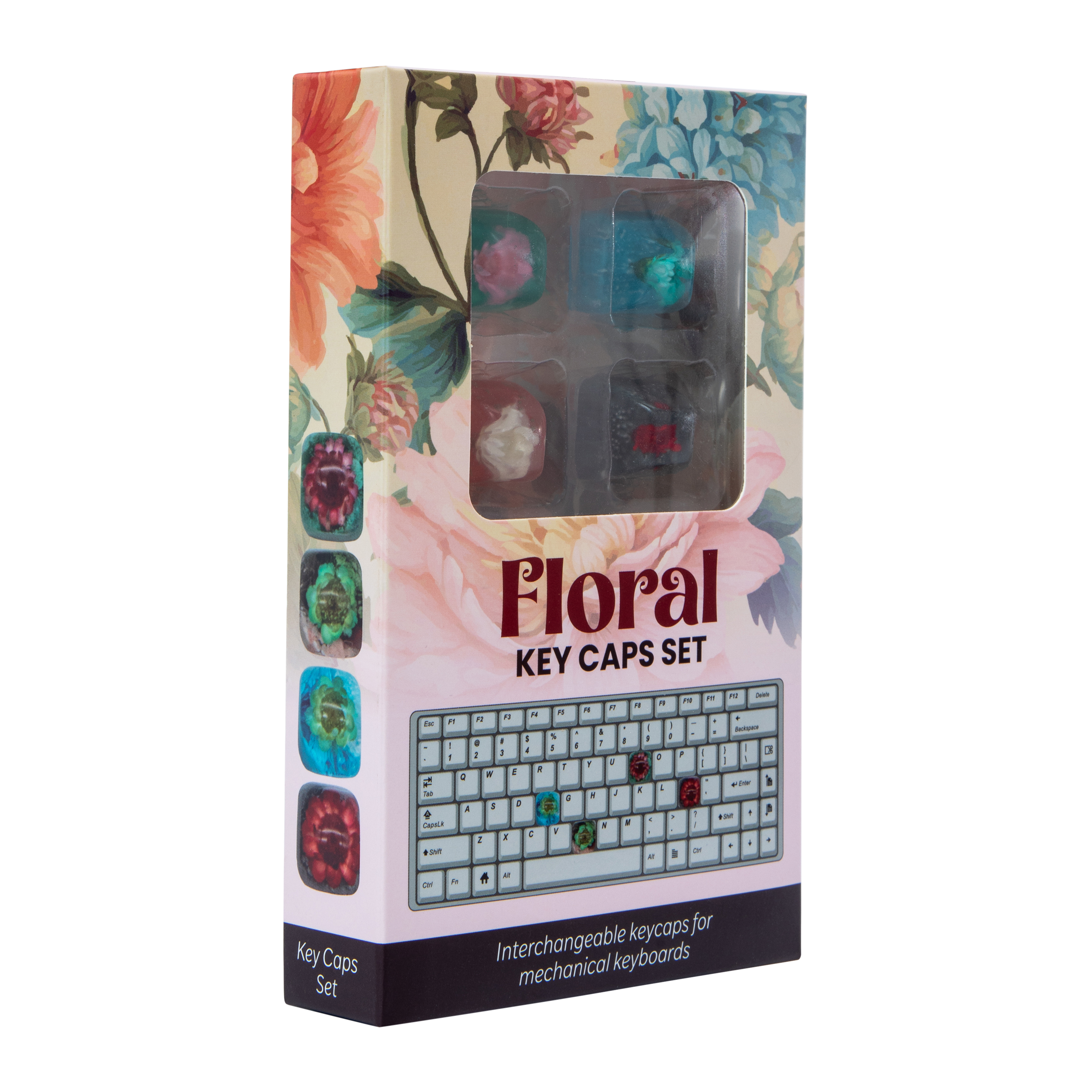 Floral Resin Keycaps 4-Count