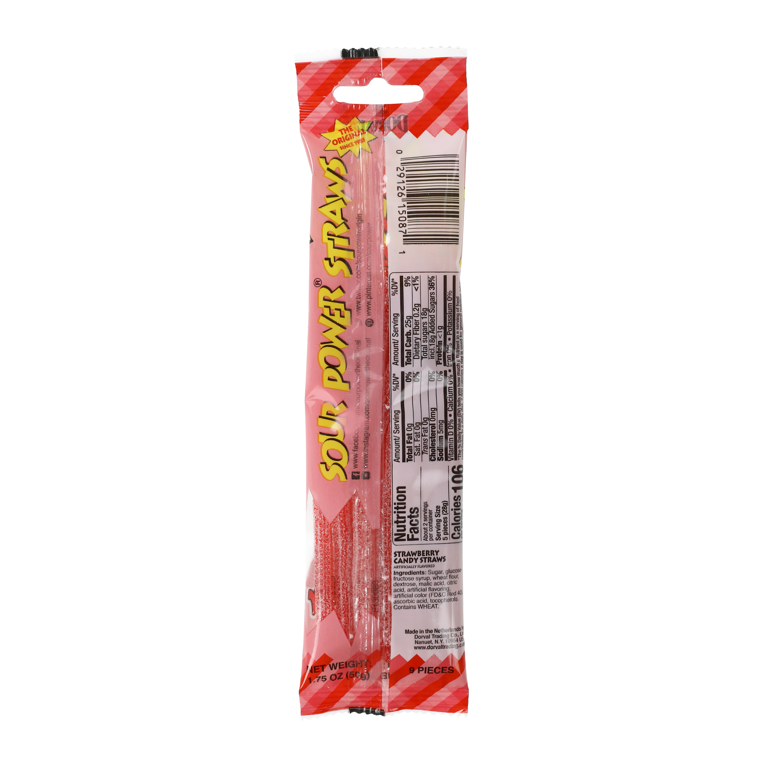 Sour Power® Strawberry Candy Straws 1.75oz