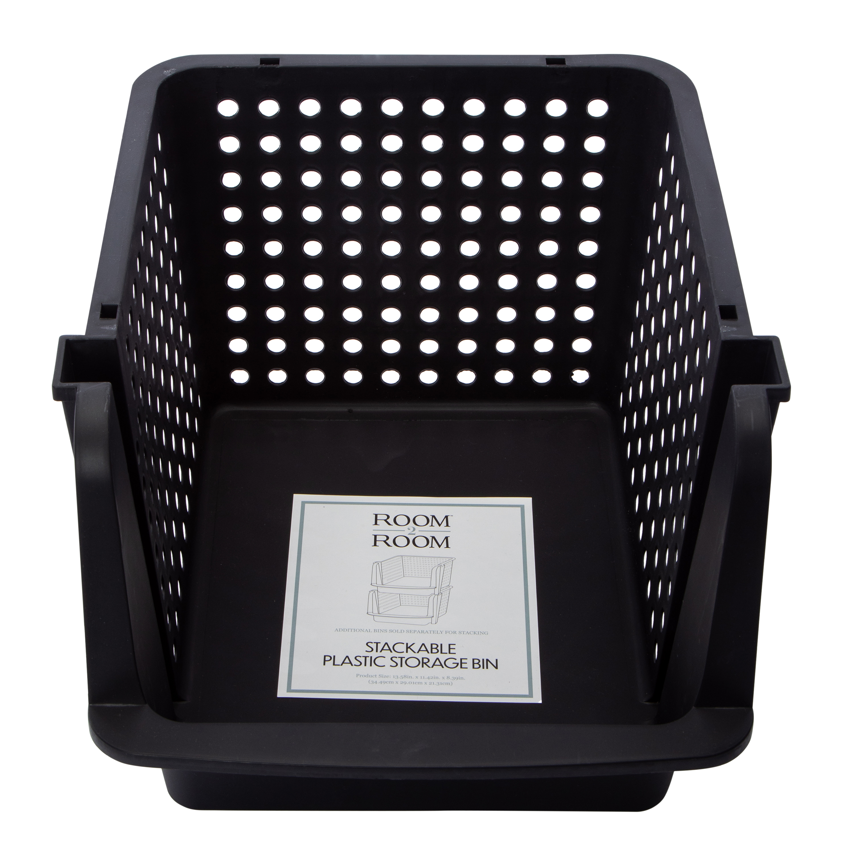 Large Stackable Plastic Storage Bin 13.58in x 11.42in