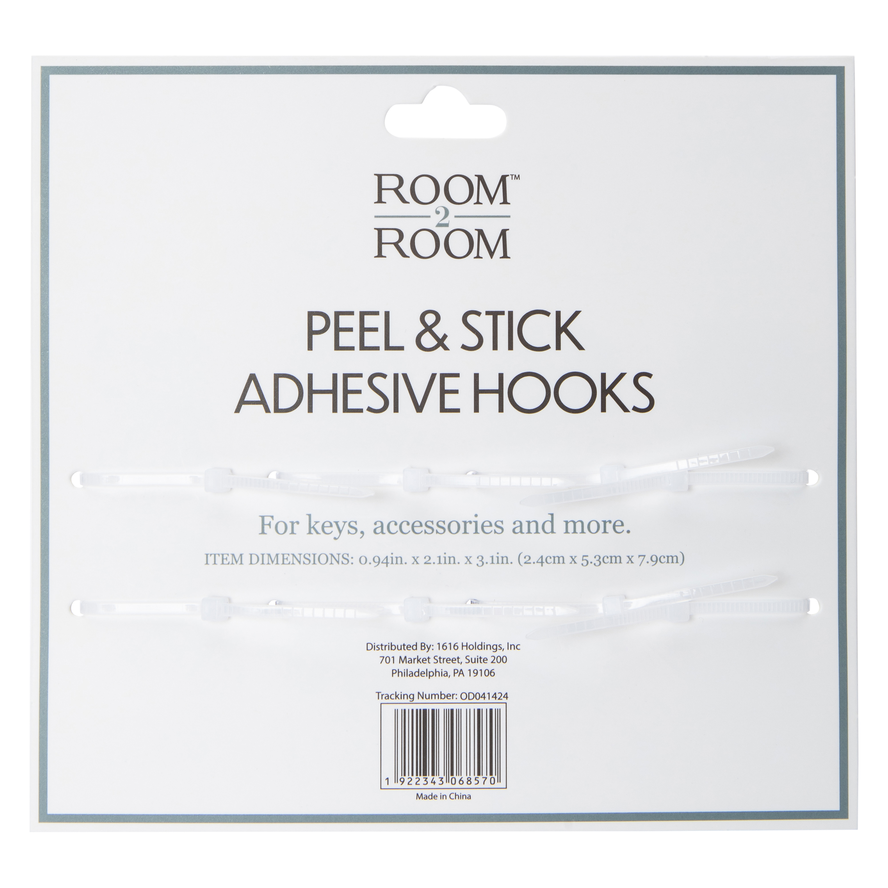Peel & Stick Adhesive Hooks 4-Count