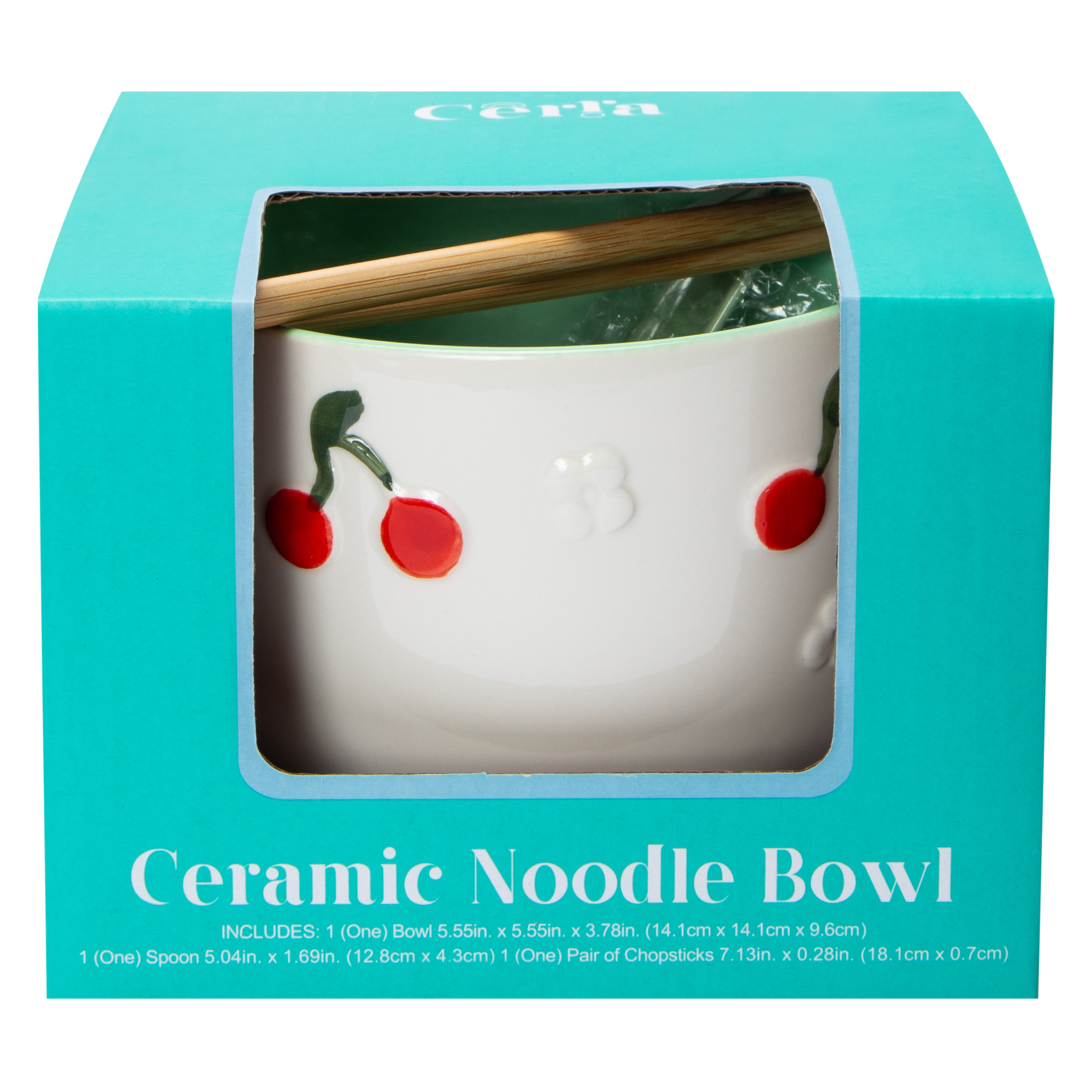 Embossed Ceramic Noodle Bowl Set
