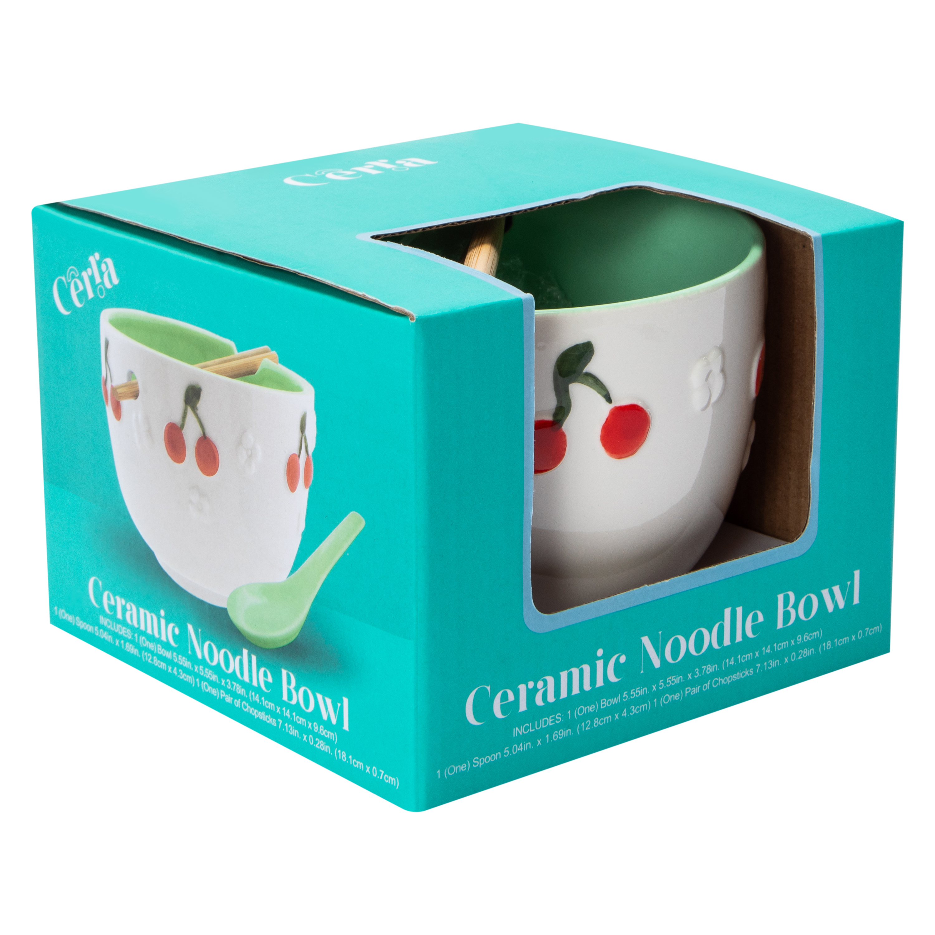 Embossed Ceramic Noodle Bowl Set