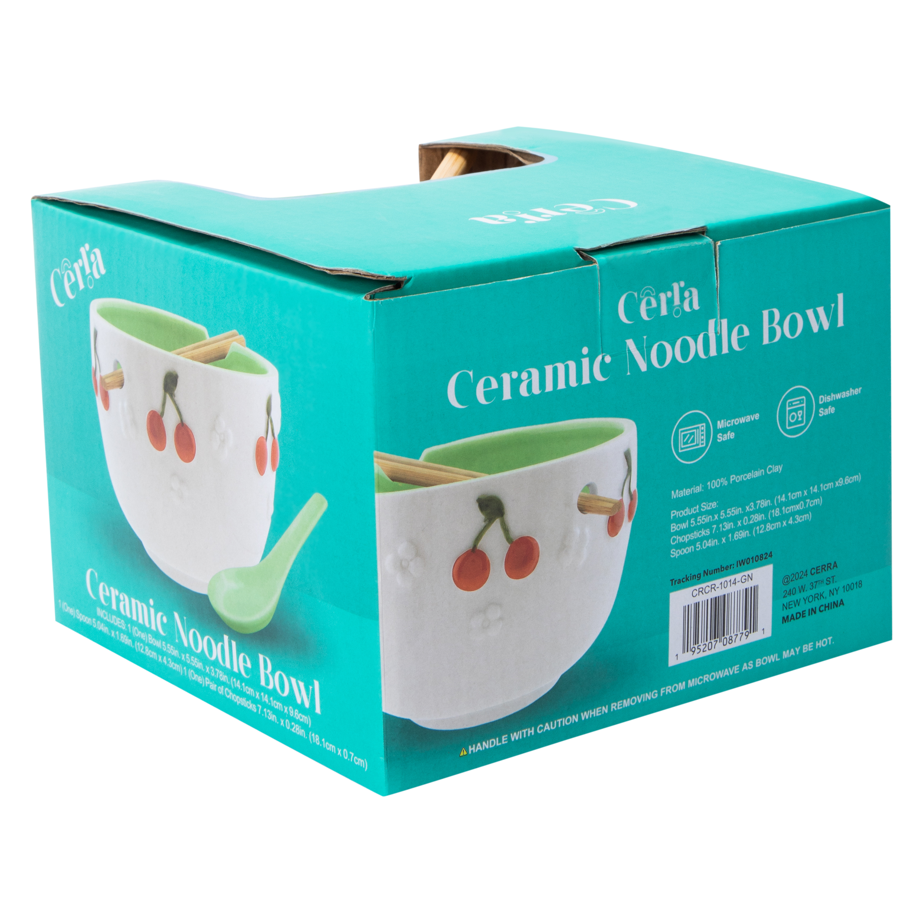 Embossed Ceramic Noodle Bowl Set