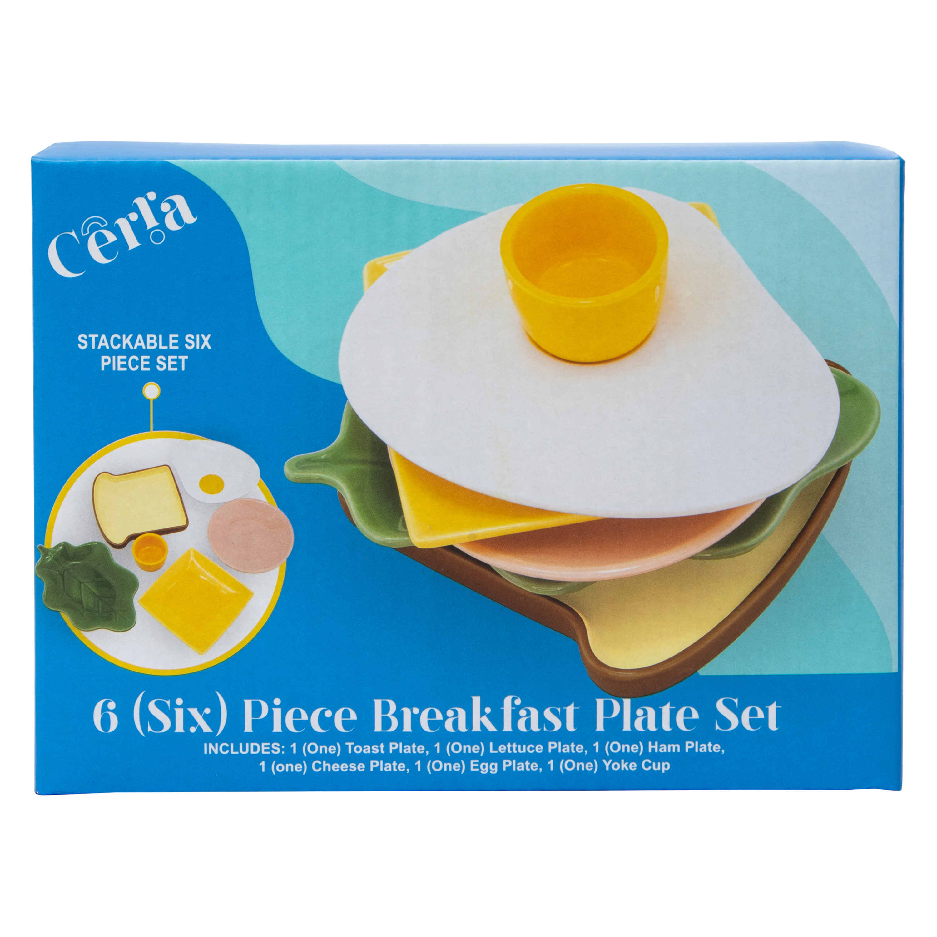Stackable Sandwich Breakfast Plate Set 6-Piece