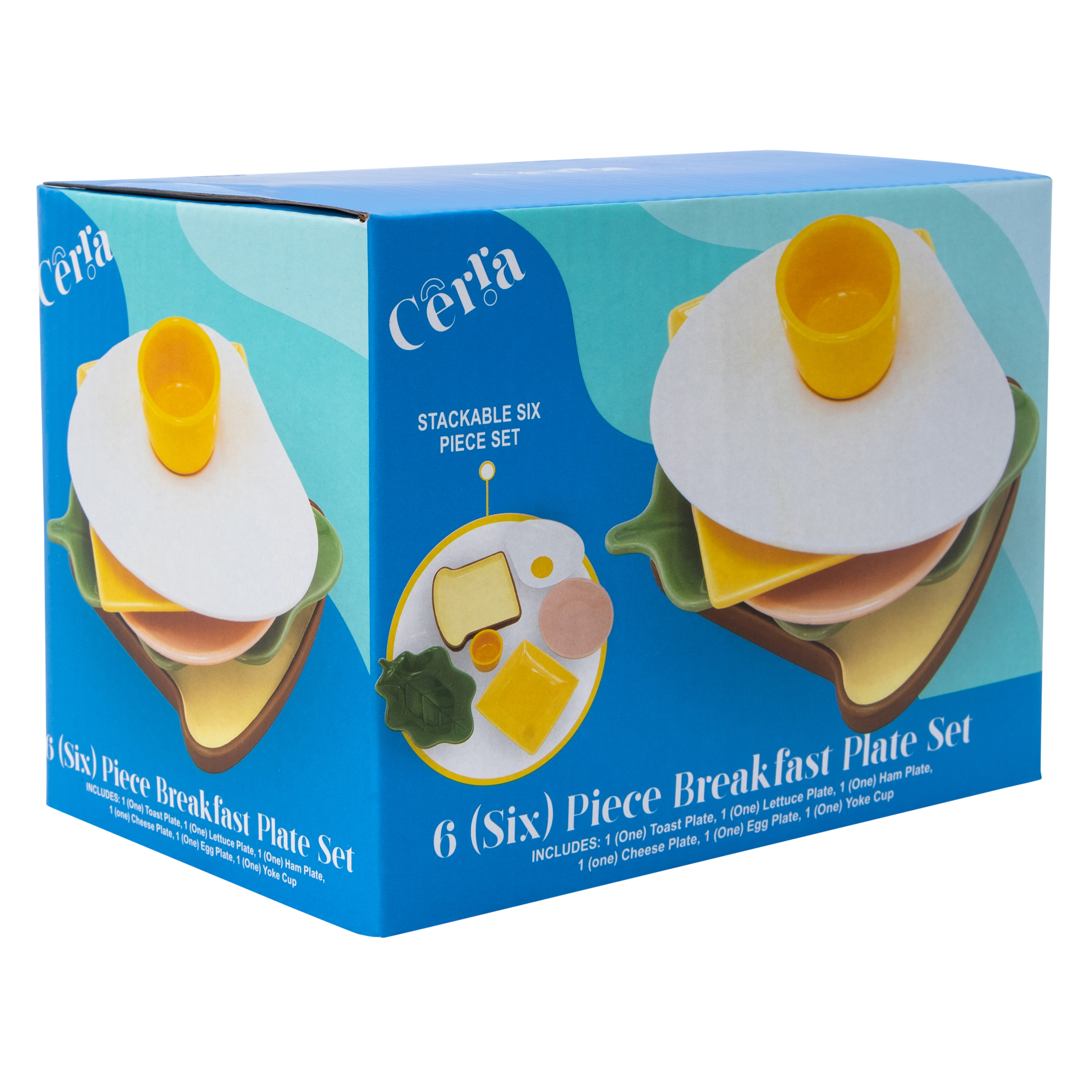 Stackable Sandwich Breakfast Plate Set 6-Piece