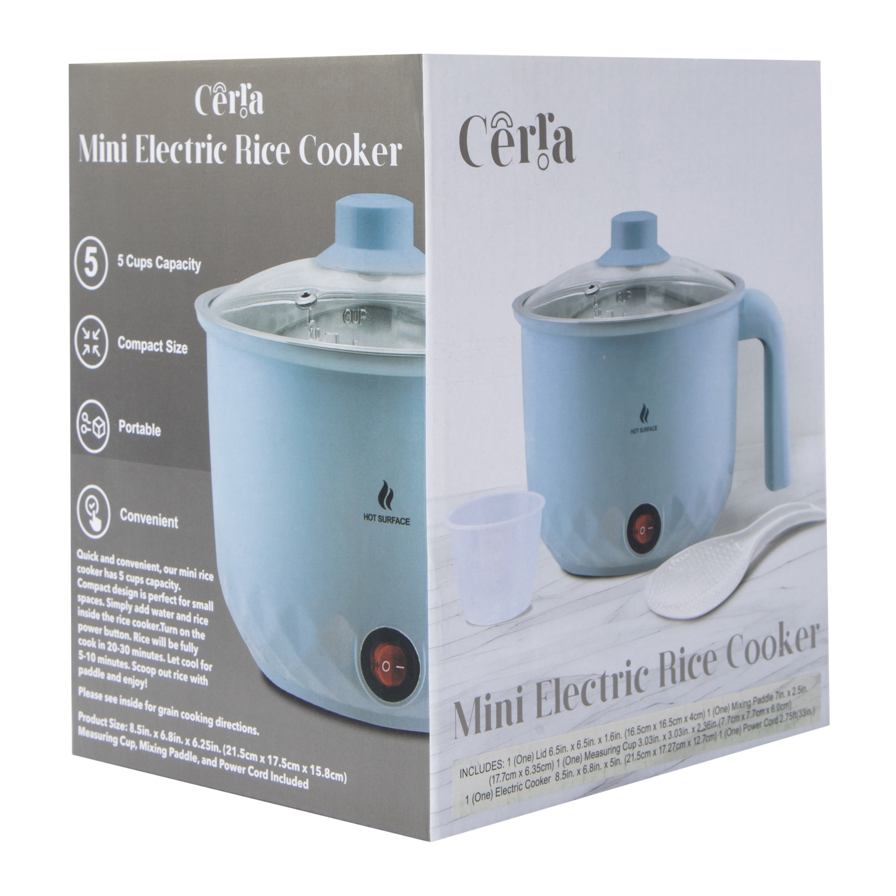 Mini Electric Rice Cooker 6.8in x 8.5in