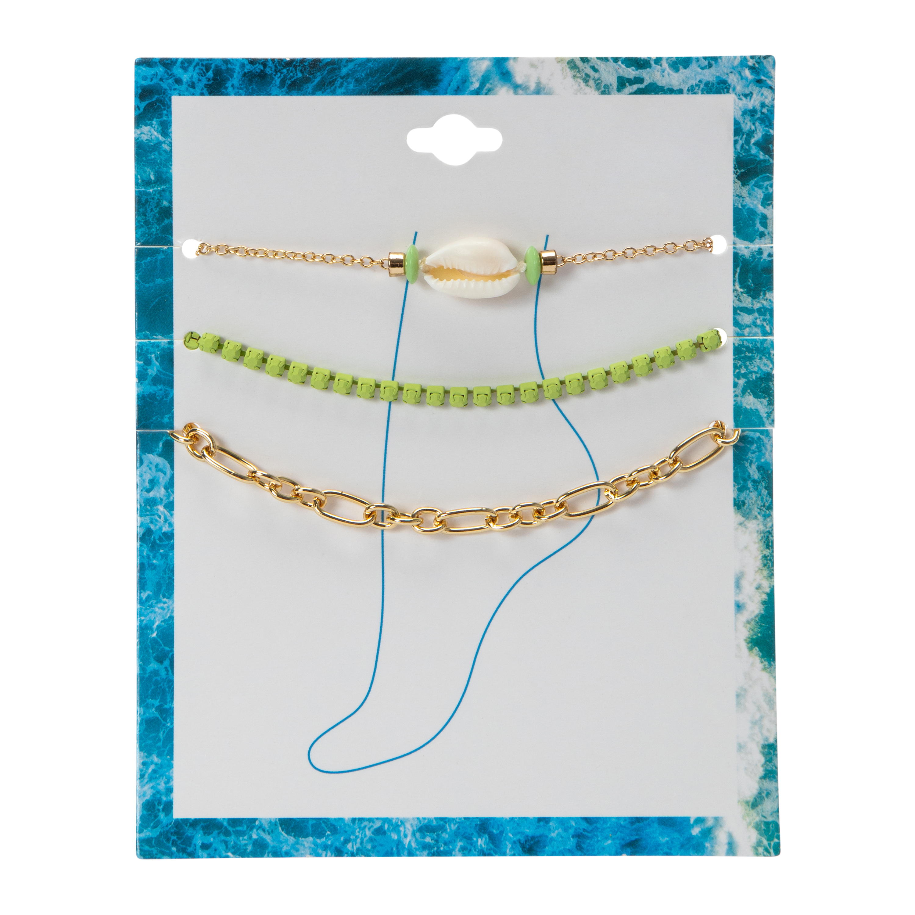 Under The Sea Beaded Anklet 3-Count