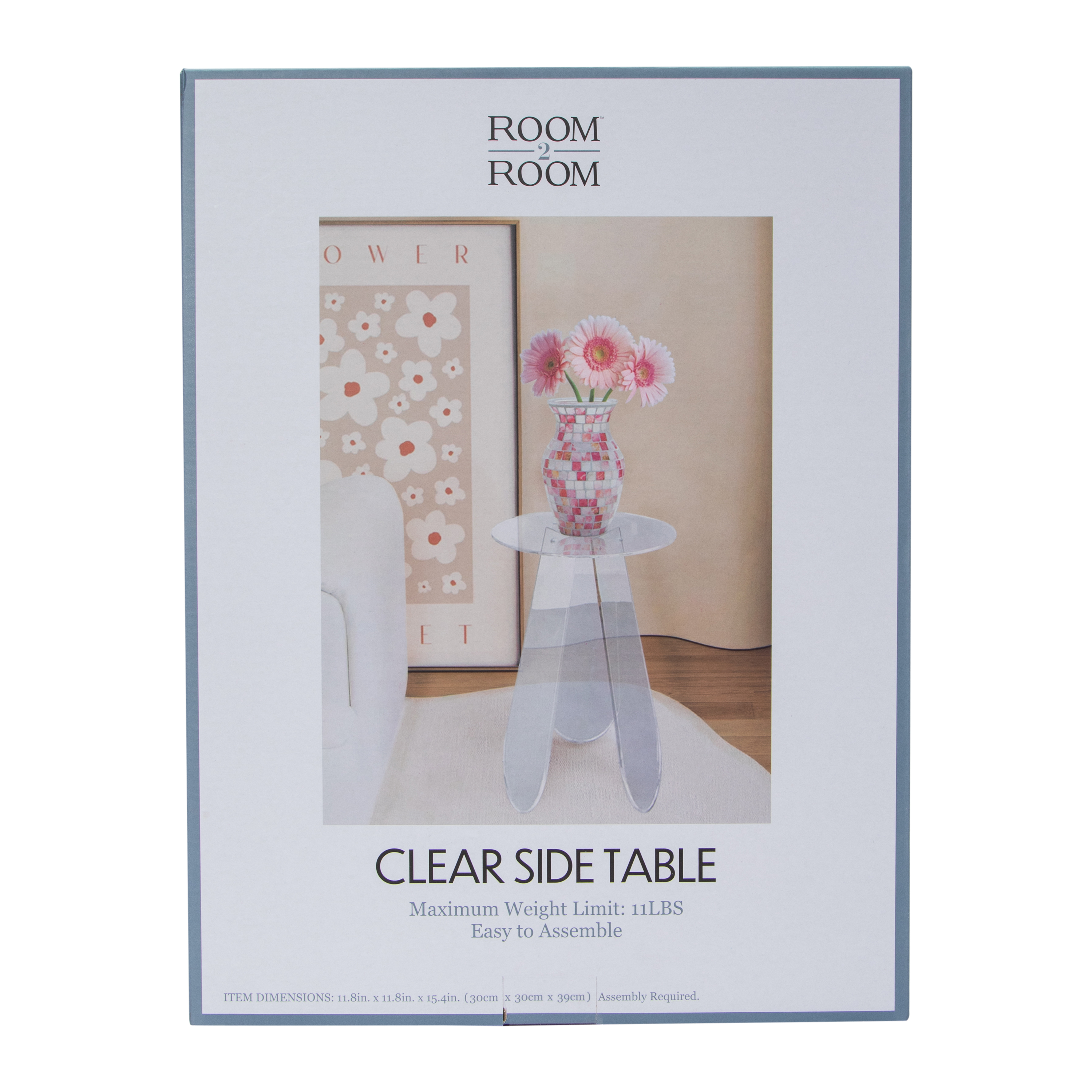 Clear Side Table 11.8in x 15.4in