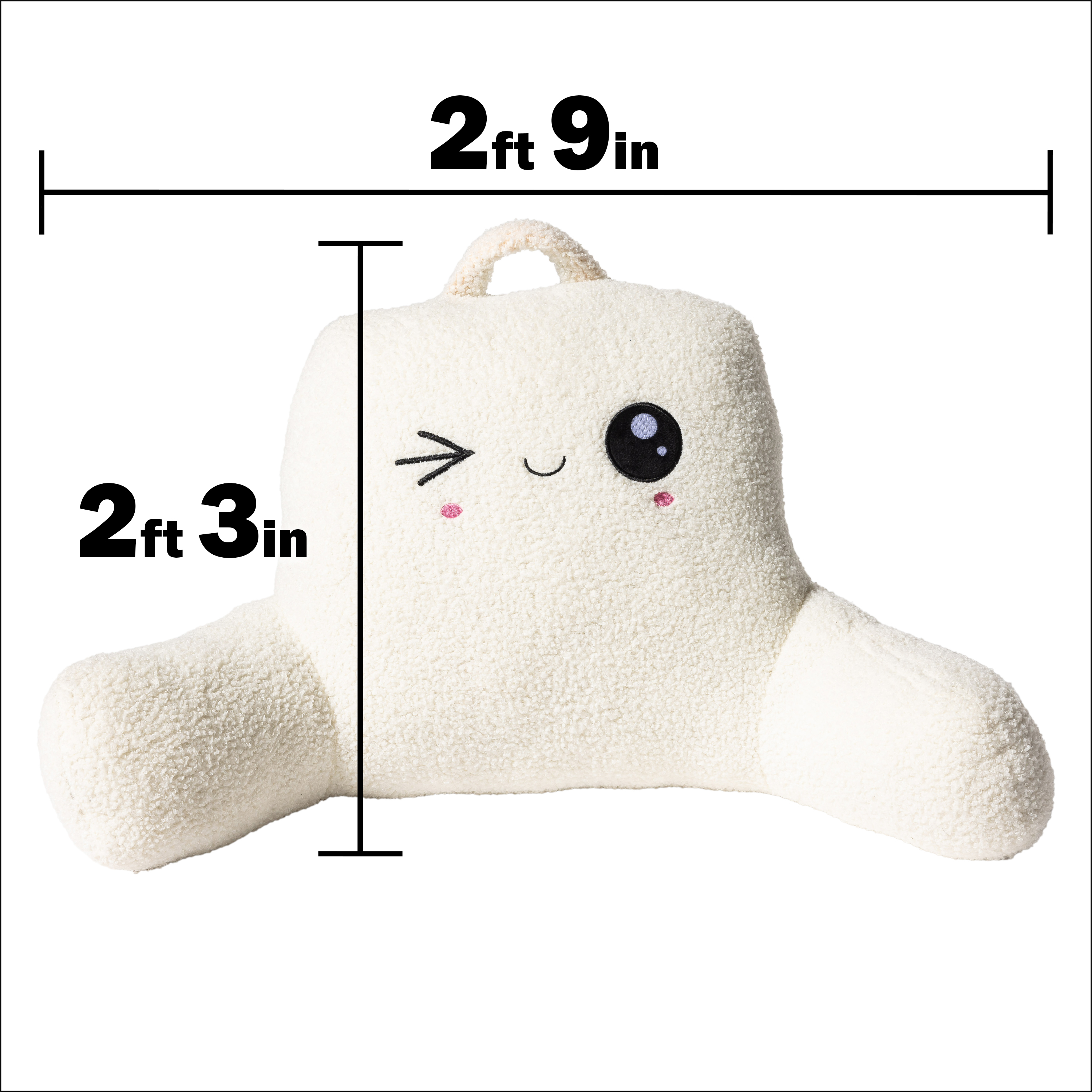 Winky Face Bed Rest Pillow 33in x 17in