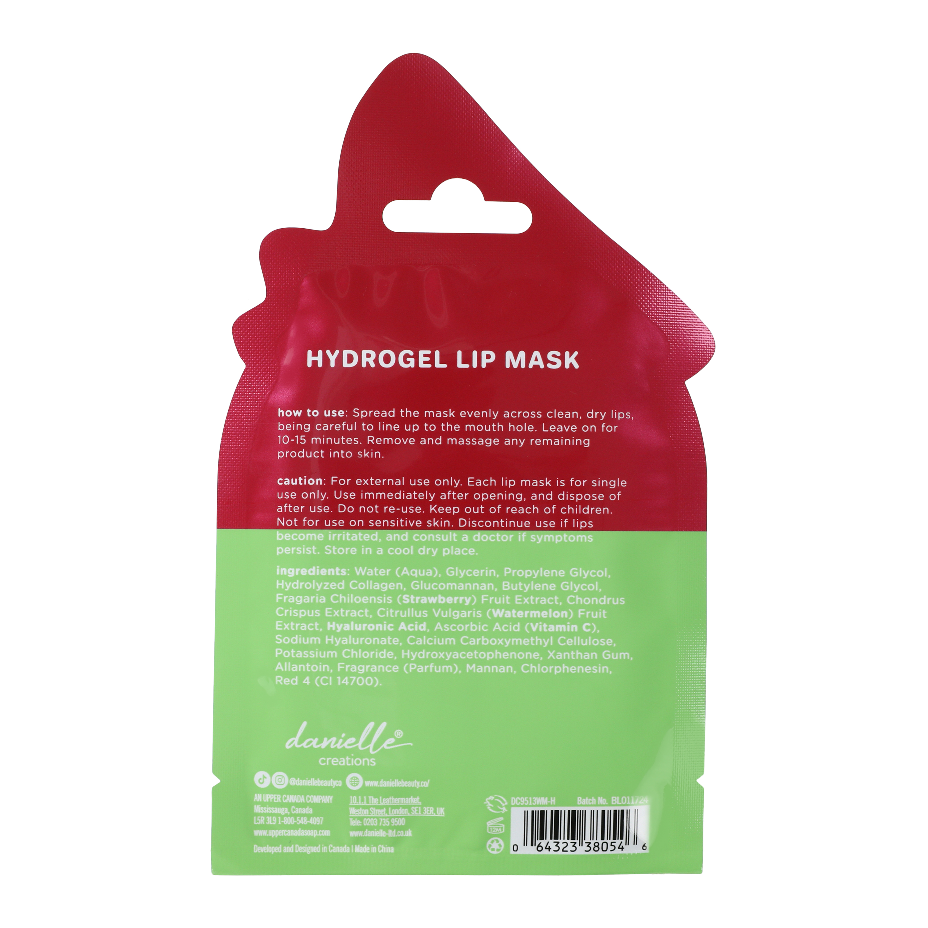 Danielle Creations® Watermelon Basil Hydrogel Lip Masks 2-Count