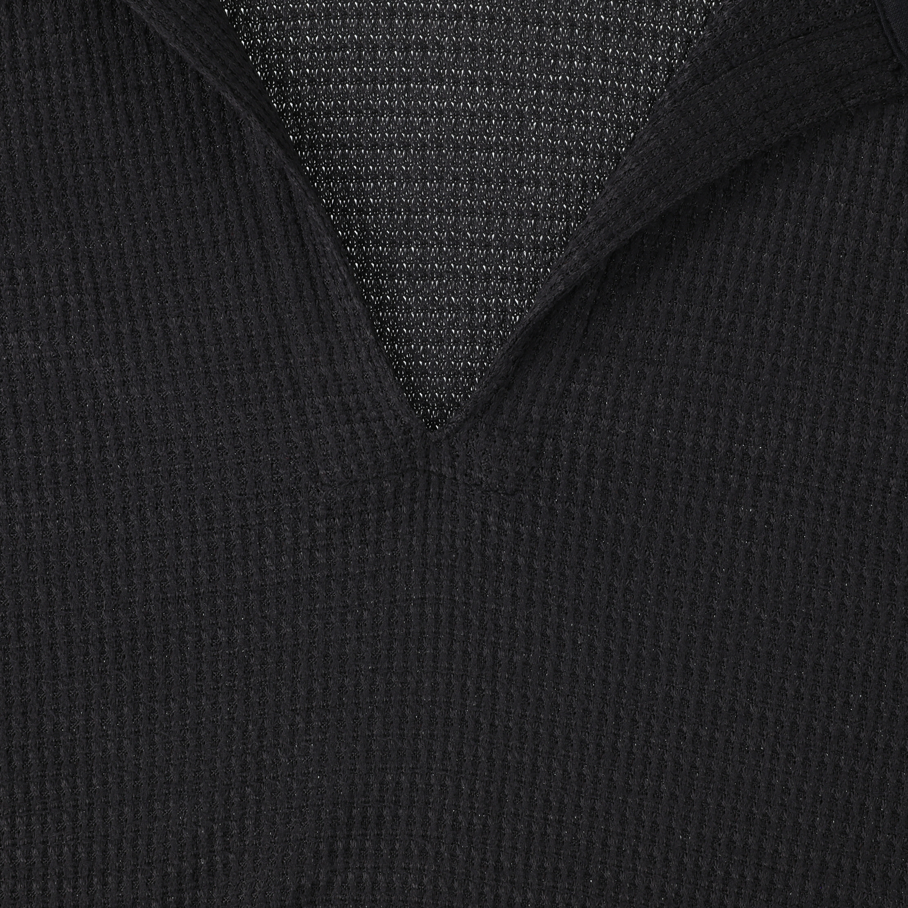 Waffle Knit Long-Sleeve Crop Polo Top